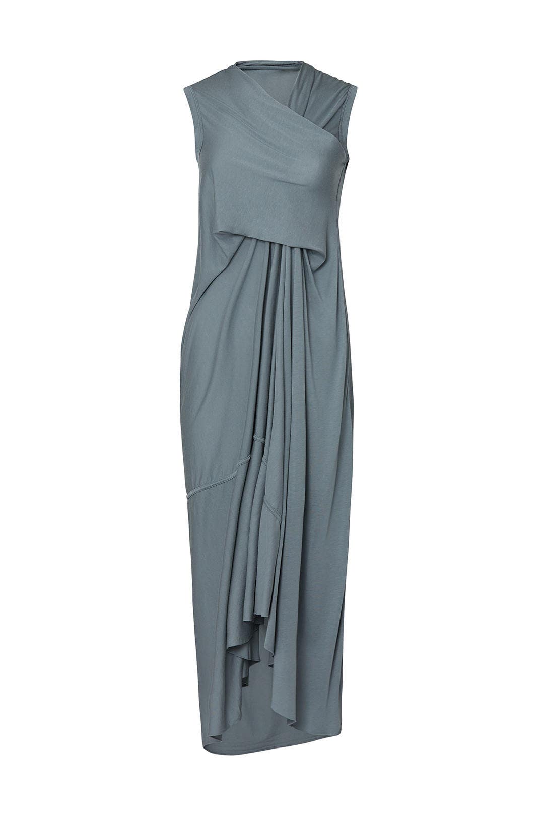 Steel Draped Midi Dress by RICKOWENSLILIES 3