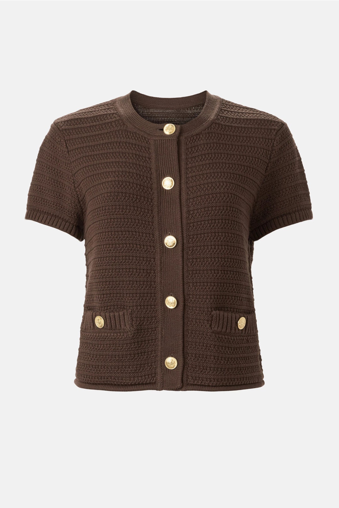 Short Sleeve Cotton Suiting Cardigan by Toccin 4