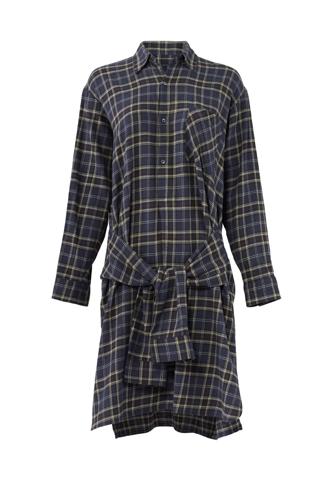 Plaid Tie Shirt Dress by VINCE. 3