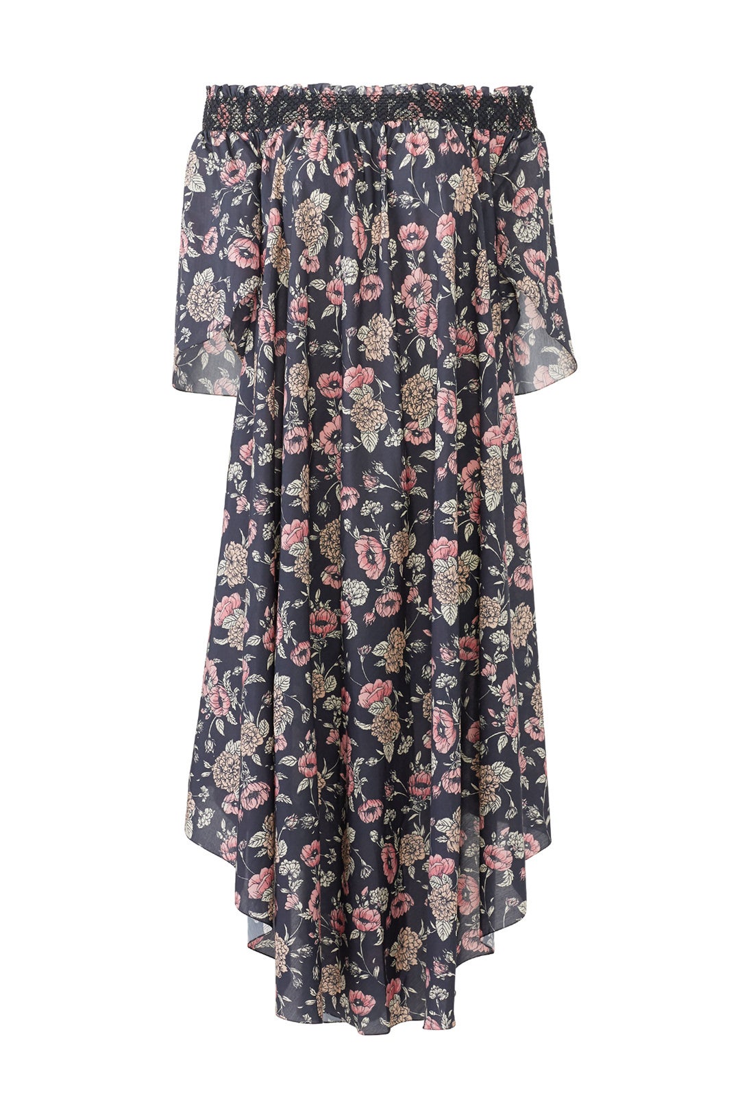 Black Floral Shirring Maxi by Vilshenko