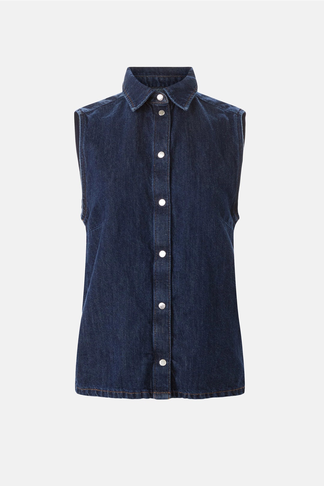 Denim Sleeveless Collared Shirt by 7 For All Mankind