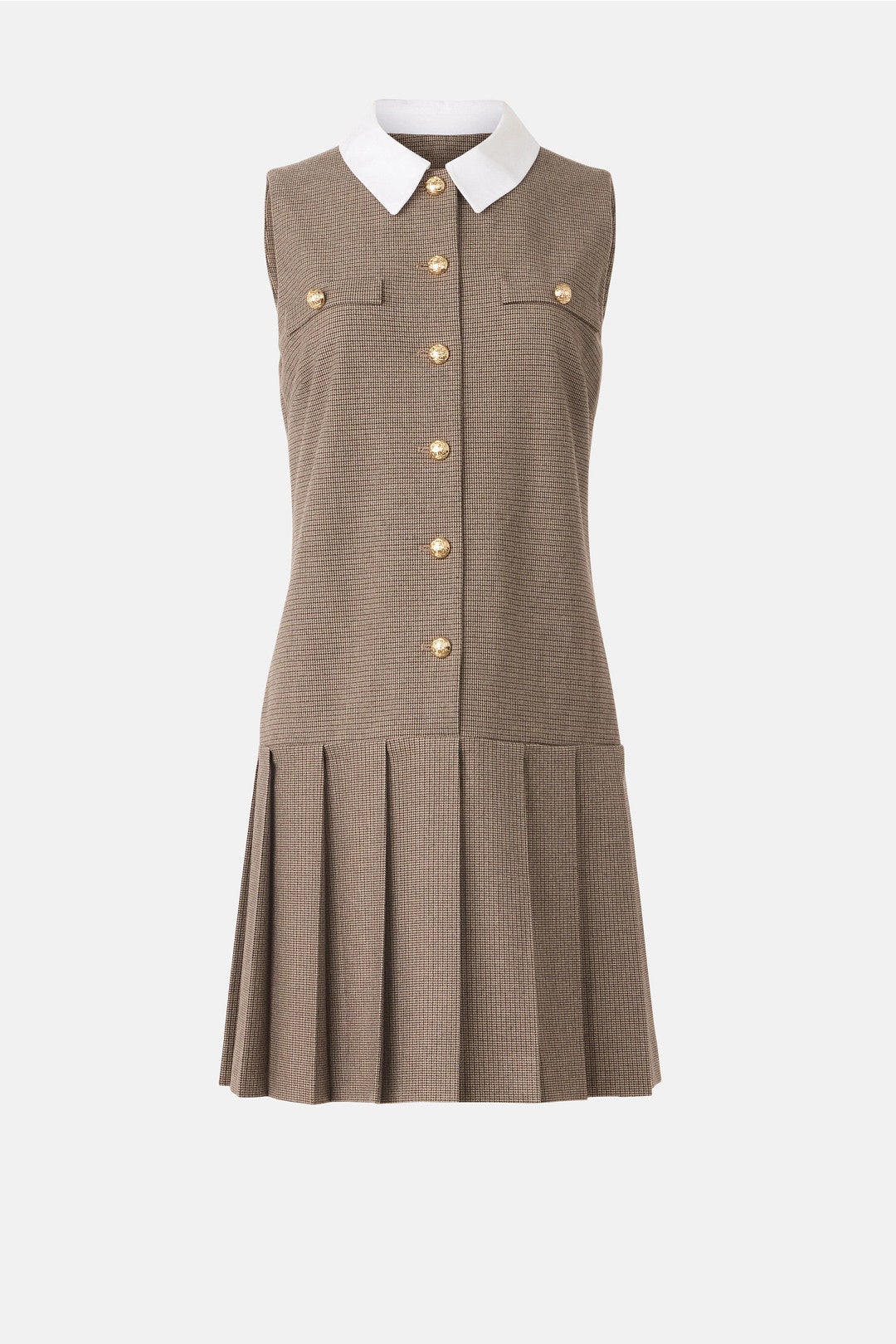 Sleeveless Button Down Box Pleat Mini Dress by CeCe 4