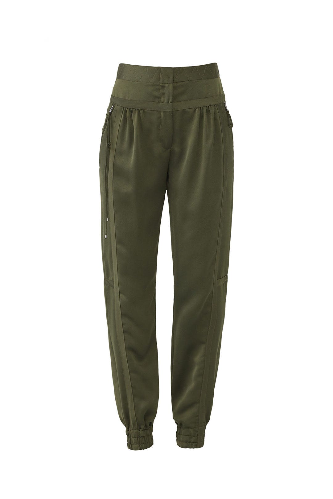 Green Satin Joggers by HALSTON