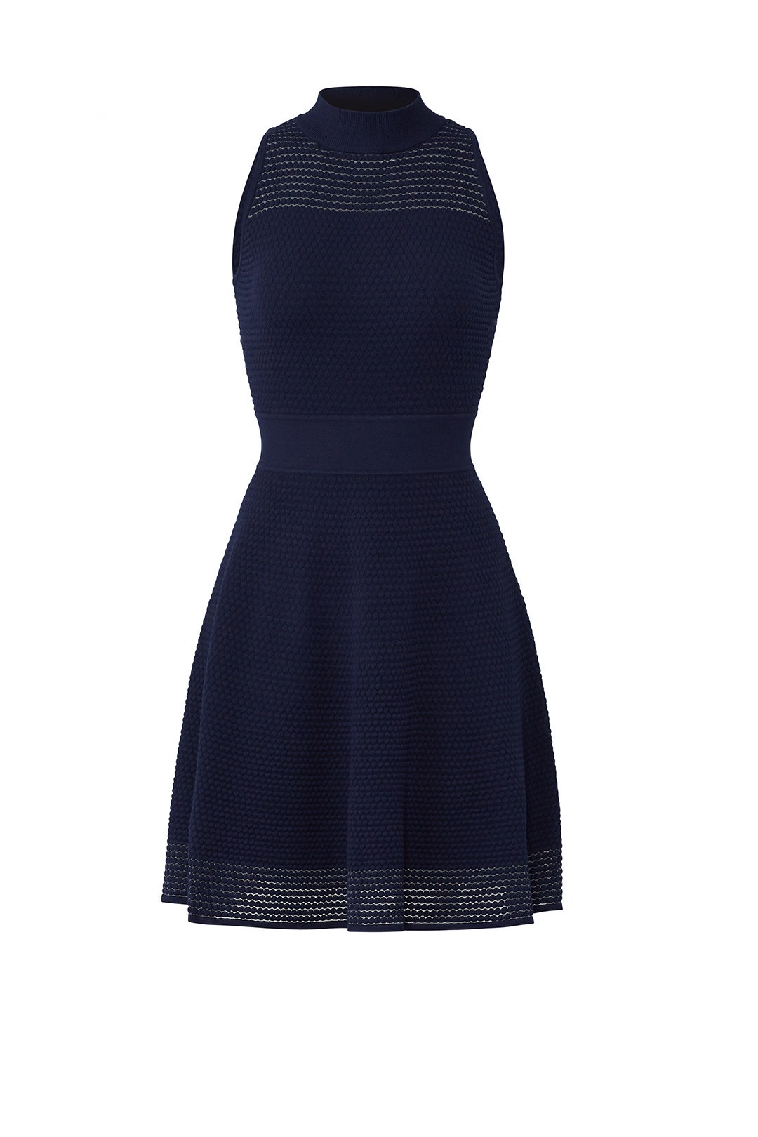 Navy Stitch Flare Dress by Milly