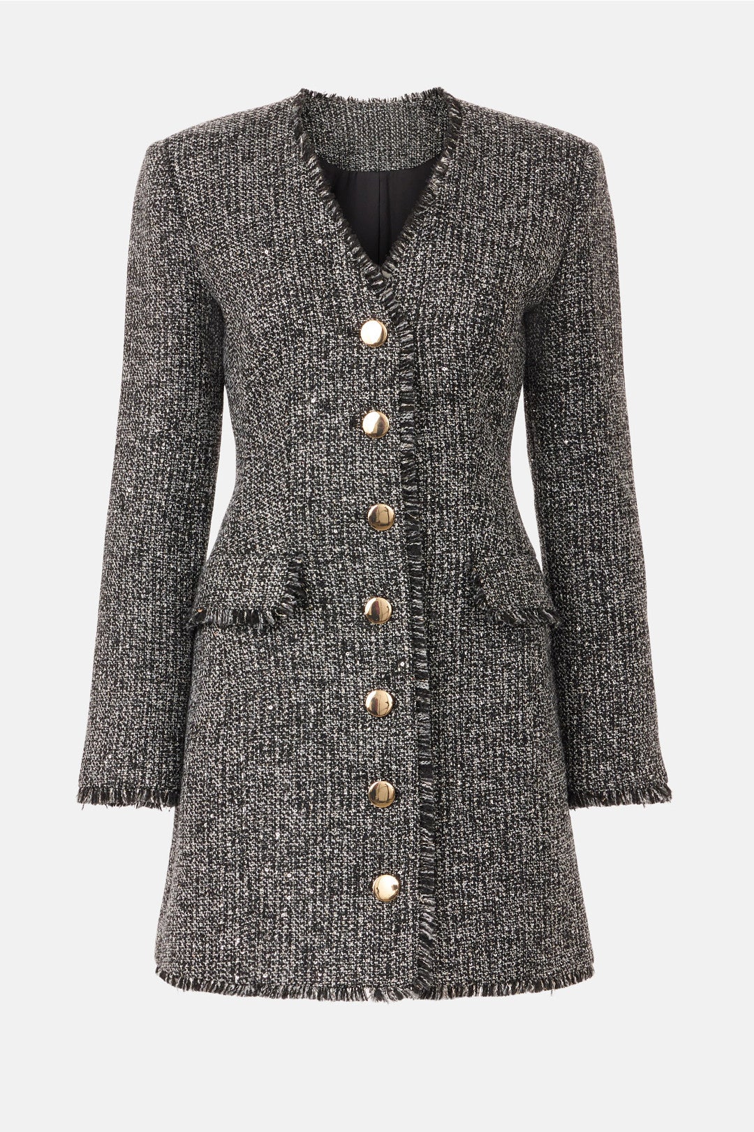 Tweed V-Neck Mini Dress by Toccin 4