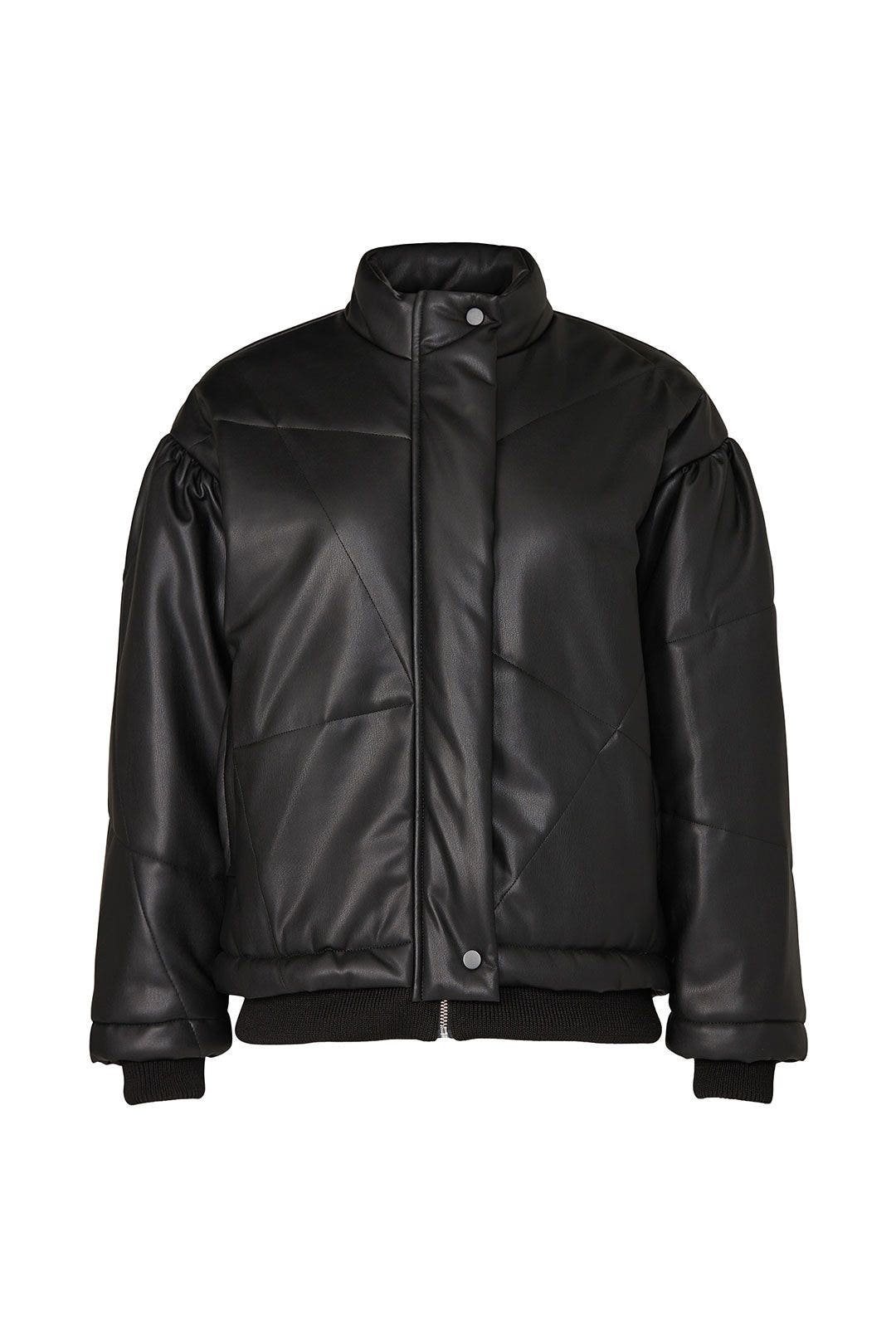 Black Faux Leather Puff Jacket by Sea New York 4