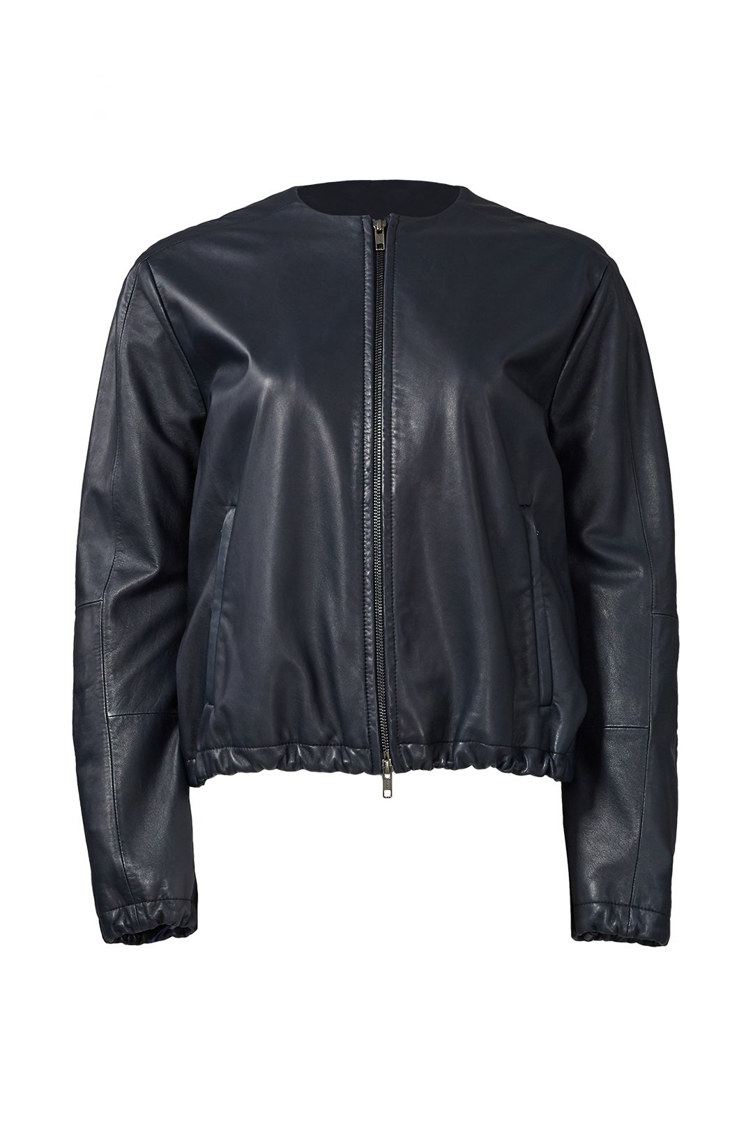 Navy Leather Golf Jacket by VINCE.