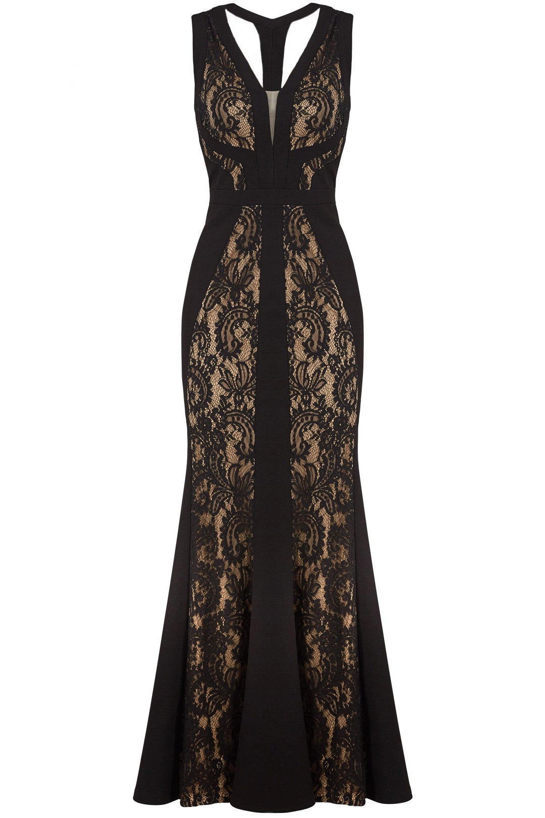 Black & Nude Lace Gown by LM Collection 3