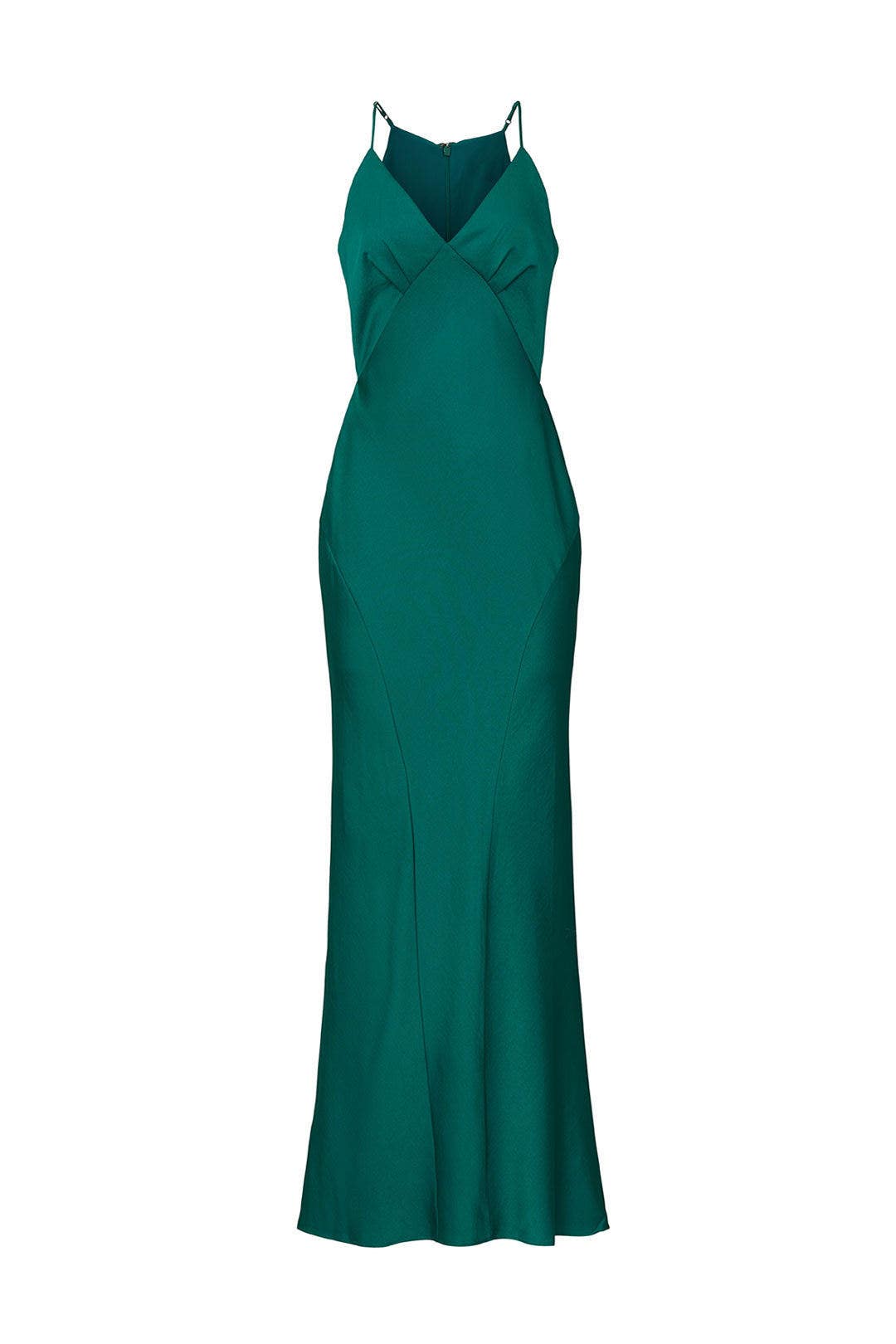 Green V-Neck Slip Gown by Harlyn 4
