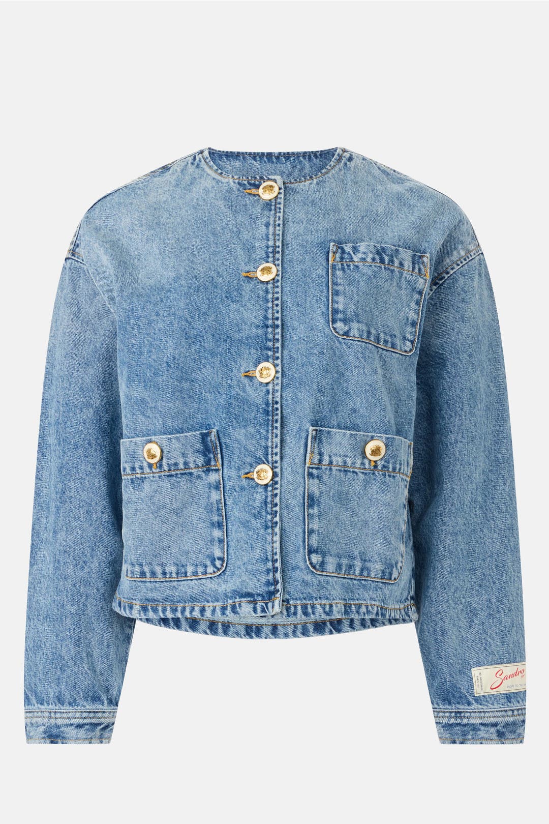 Collarless Lady Denim Jacket by Sandro | Rent the Runway