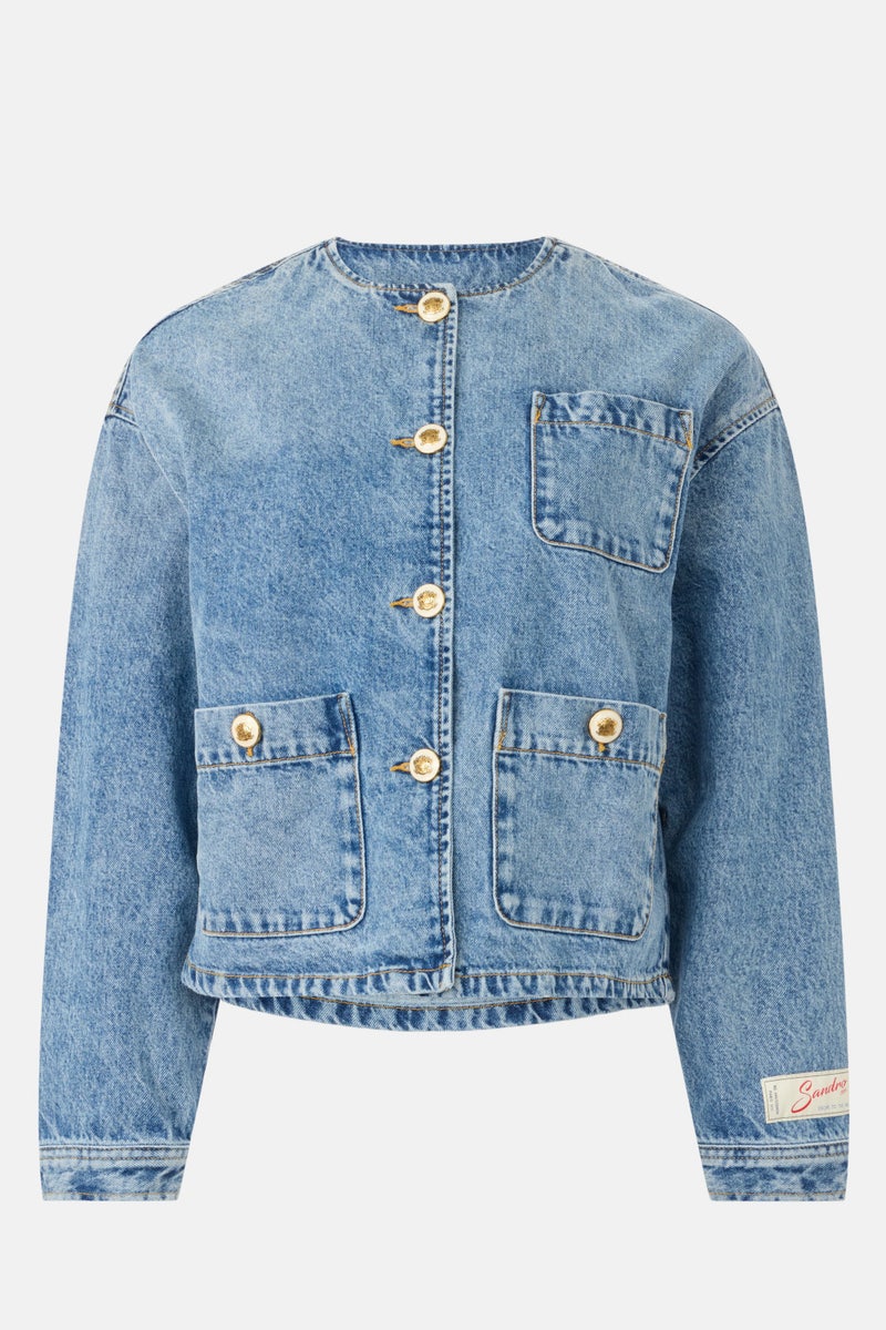 Collarless Lady Denim Jacket by Sandro - Photo 4