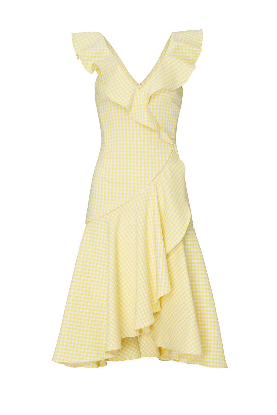 Gingham Ruffle V-Neck Dress by SIMKHAI 3