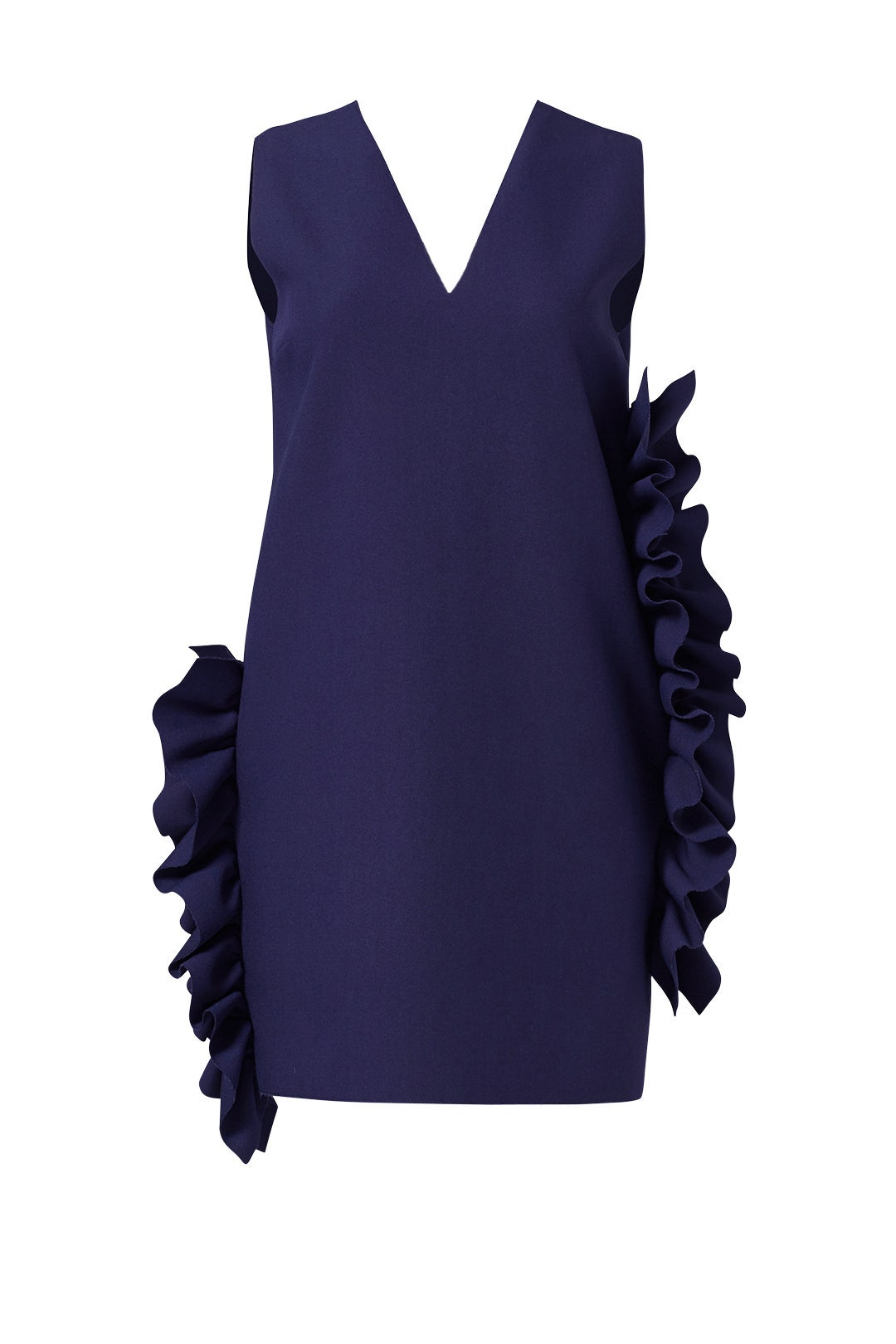 Navy Ruffle Shift Dress by MSGM