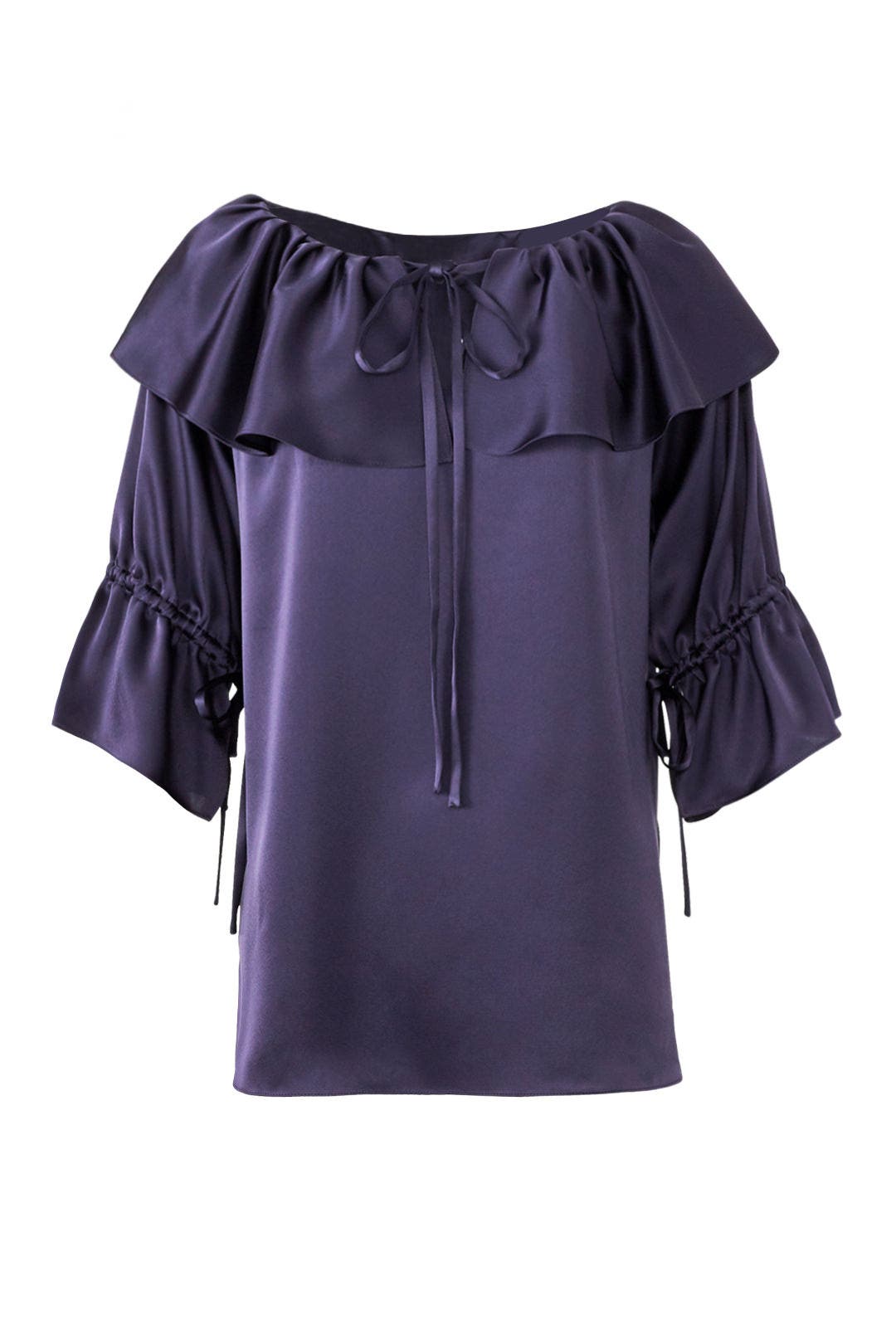 Navy Frilled Blouse by Osman