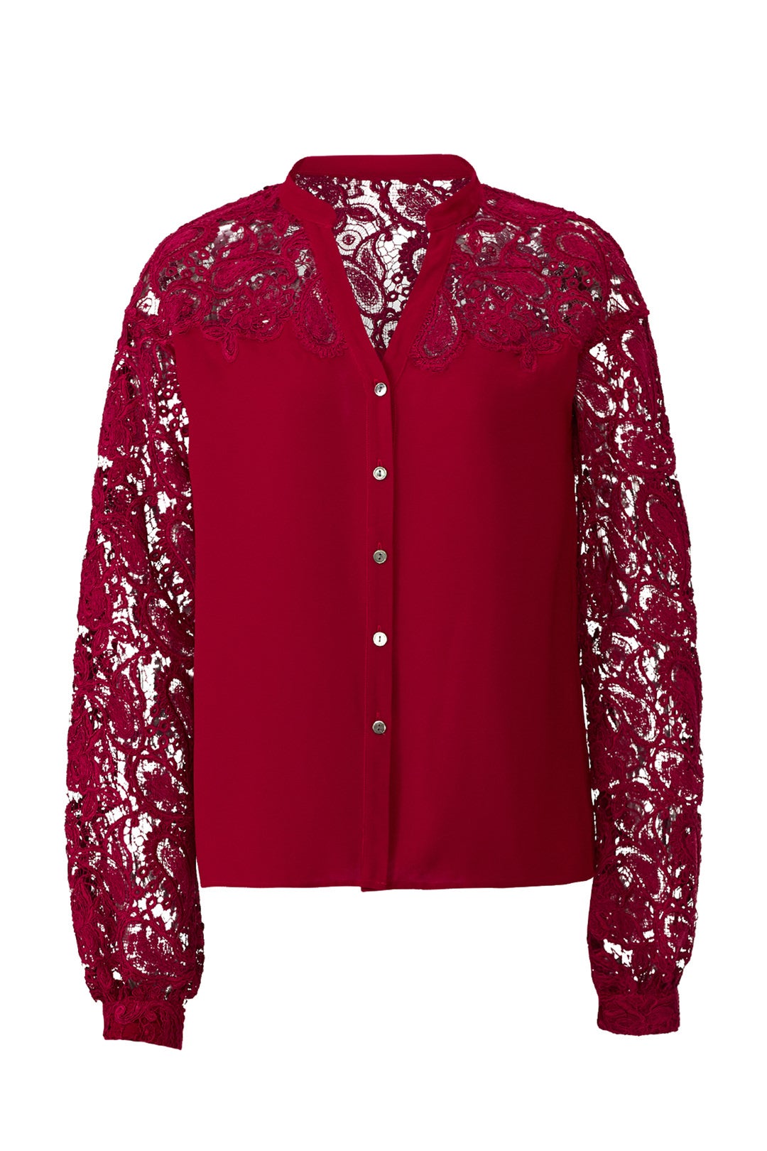 Ruby Lace Button Down by Badgley Mischka