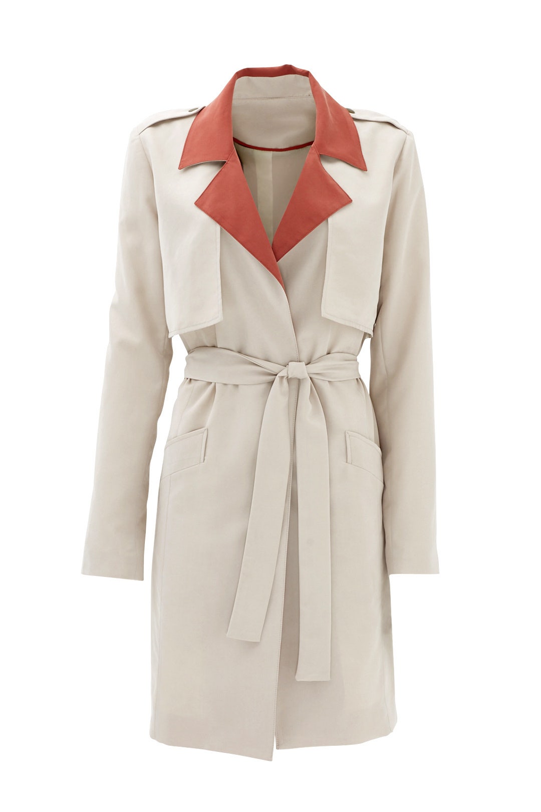 Terracotta Collar Trench Coat by Slate & Willow