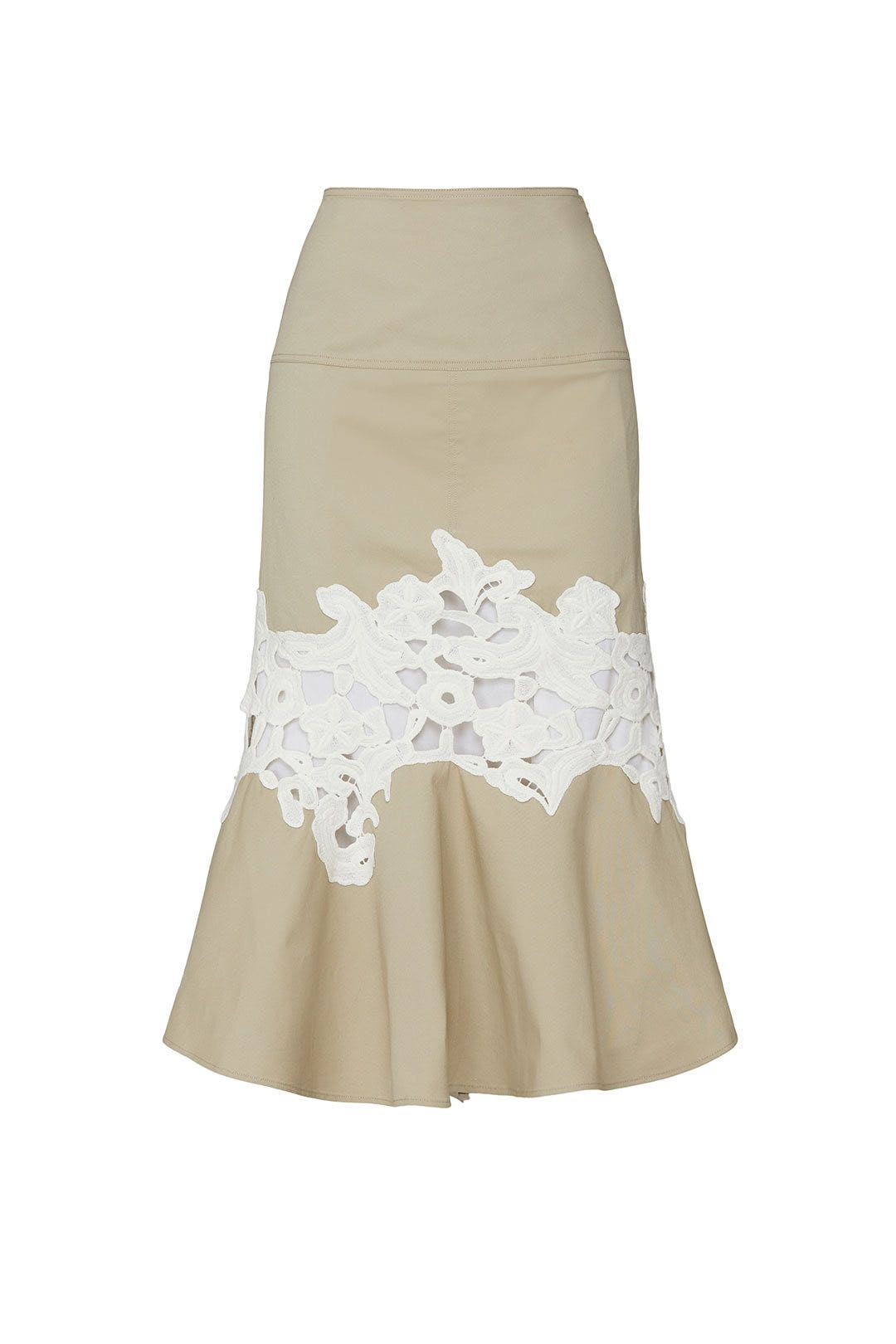 Khaki Lace Detail Skirt by Derek Lam 10 Crosby x RTR