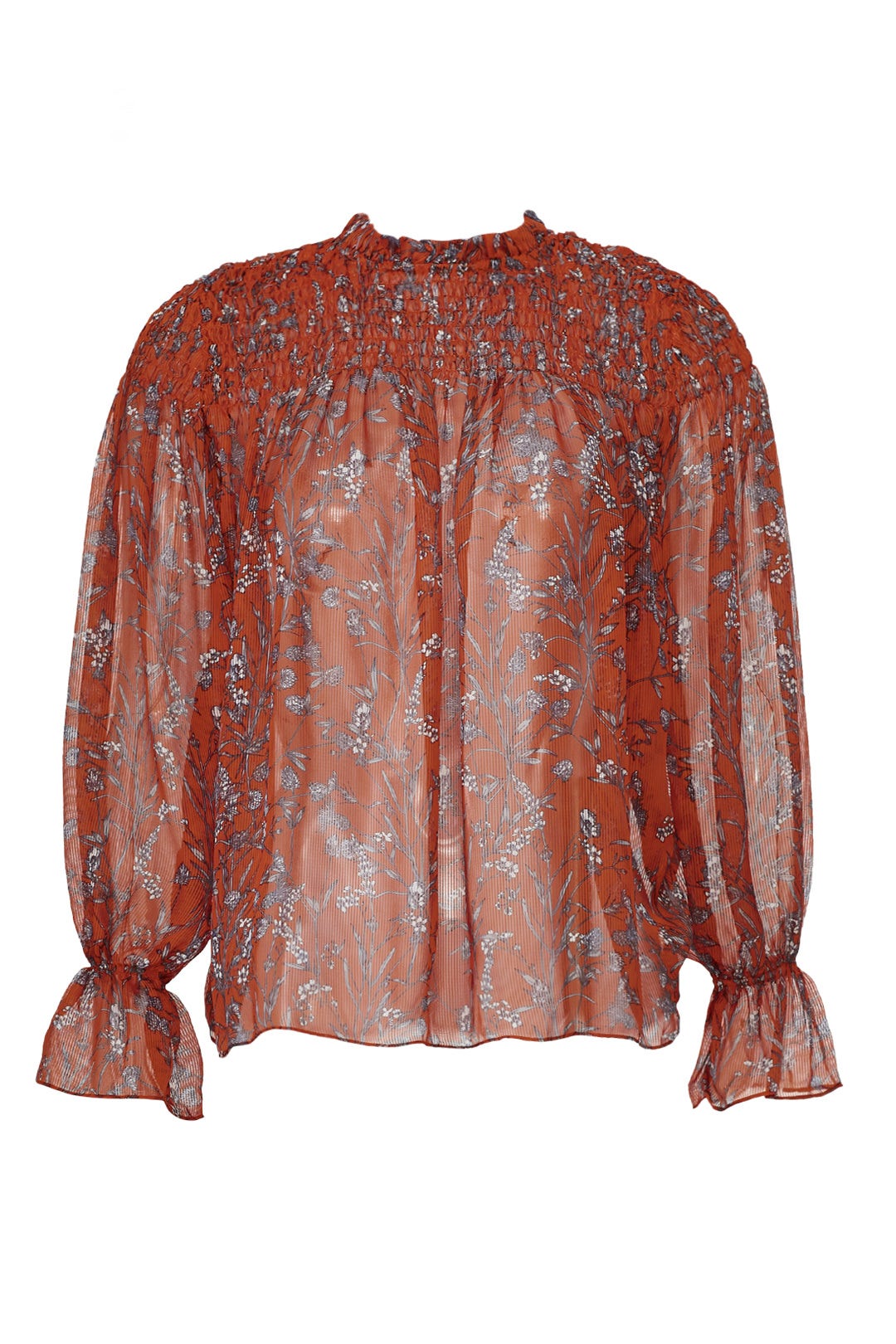 Sheer Orange Smocked Blouse by Slate & Willow 3