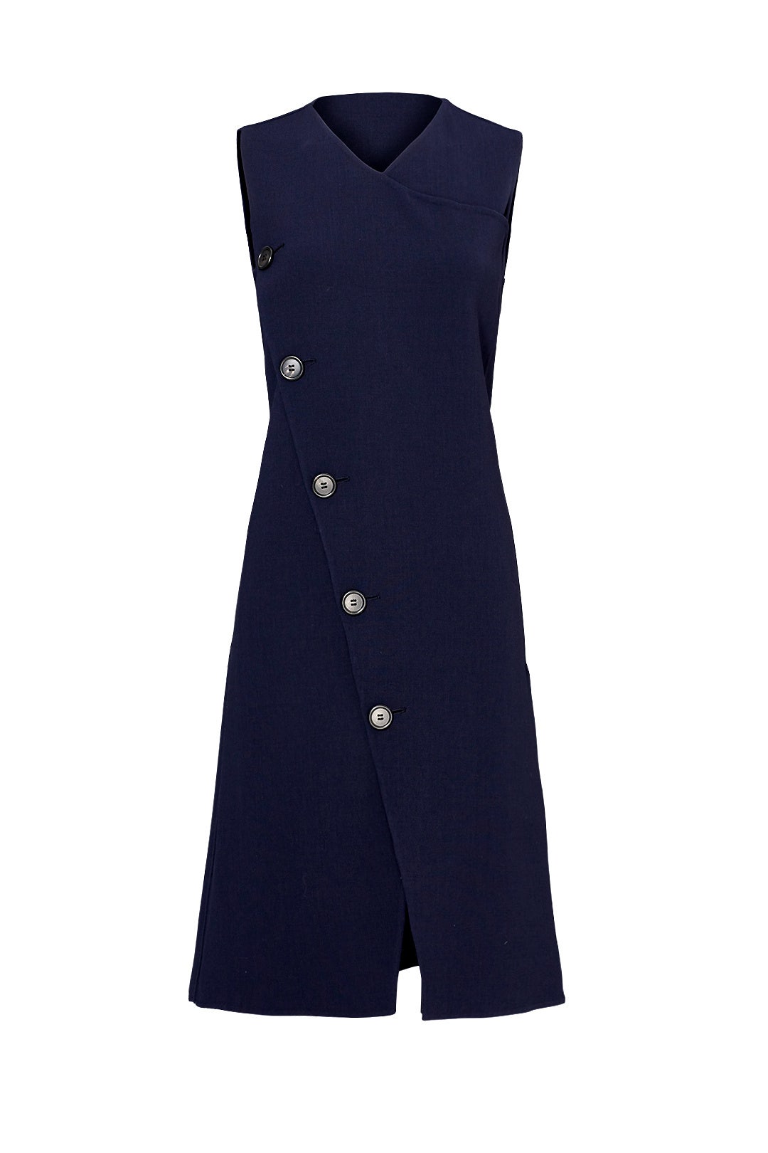 Navy Button Vest Dress by DEREK LAM