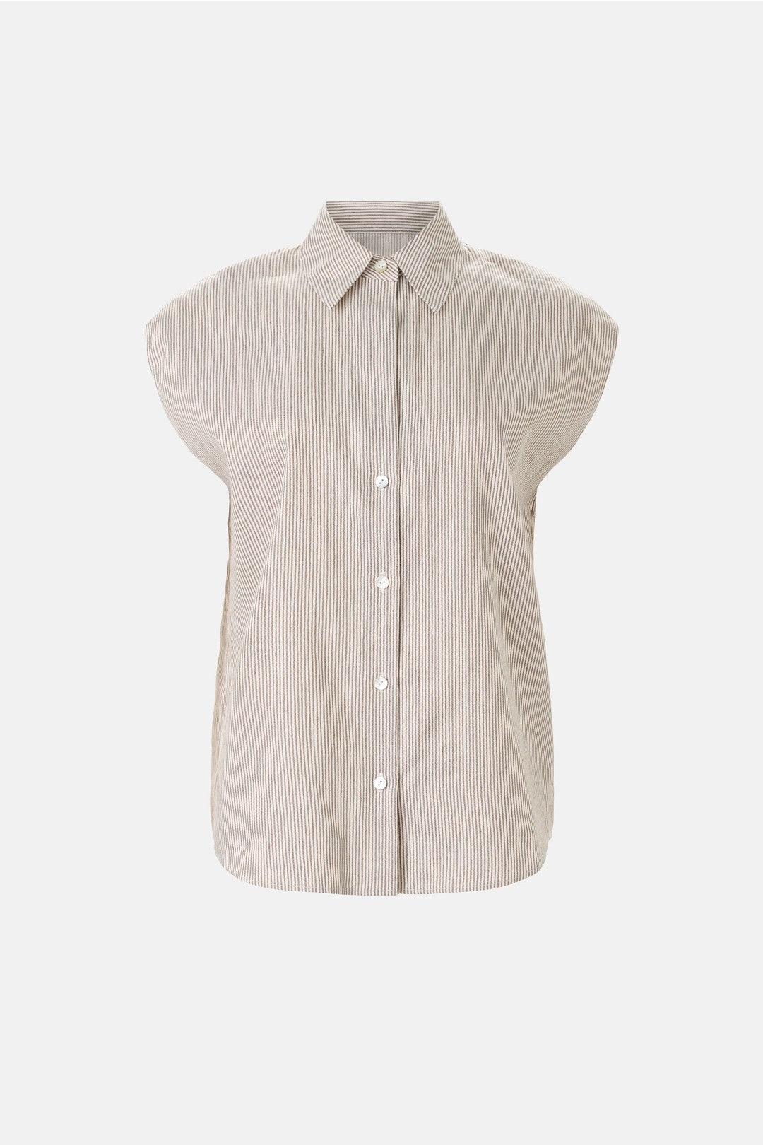 Ticking Stripe Cap Sleeve Blouse by VINCE.