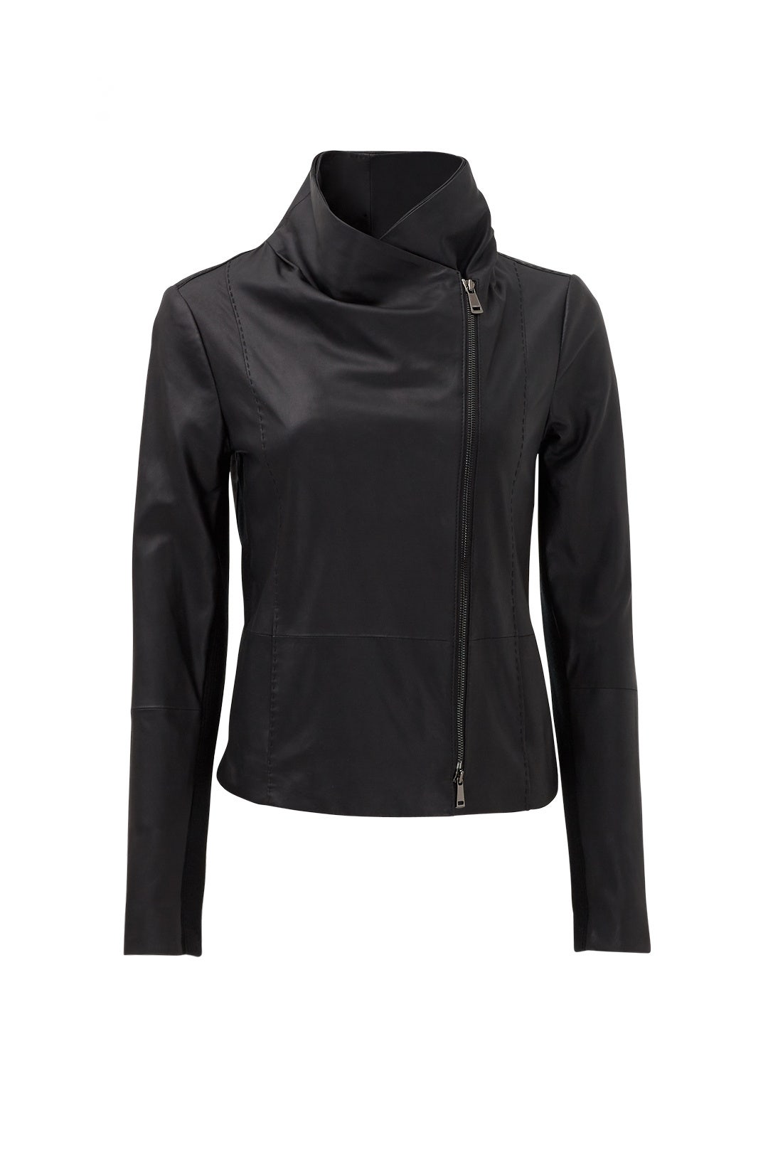 Black Feather Leather Scuba Jacket by VINCE. Rent the Runway