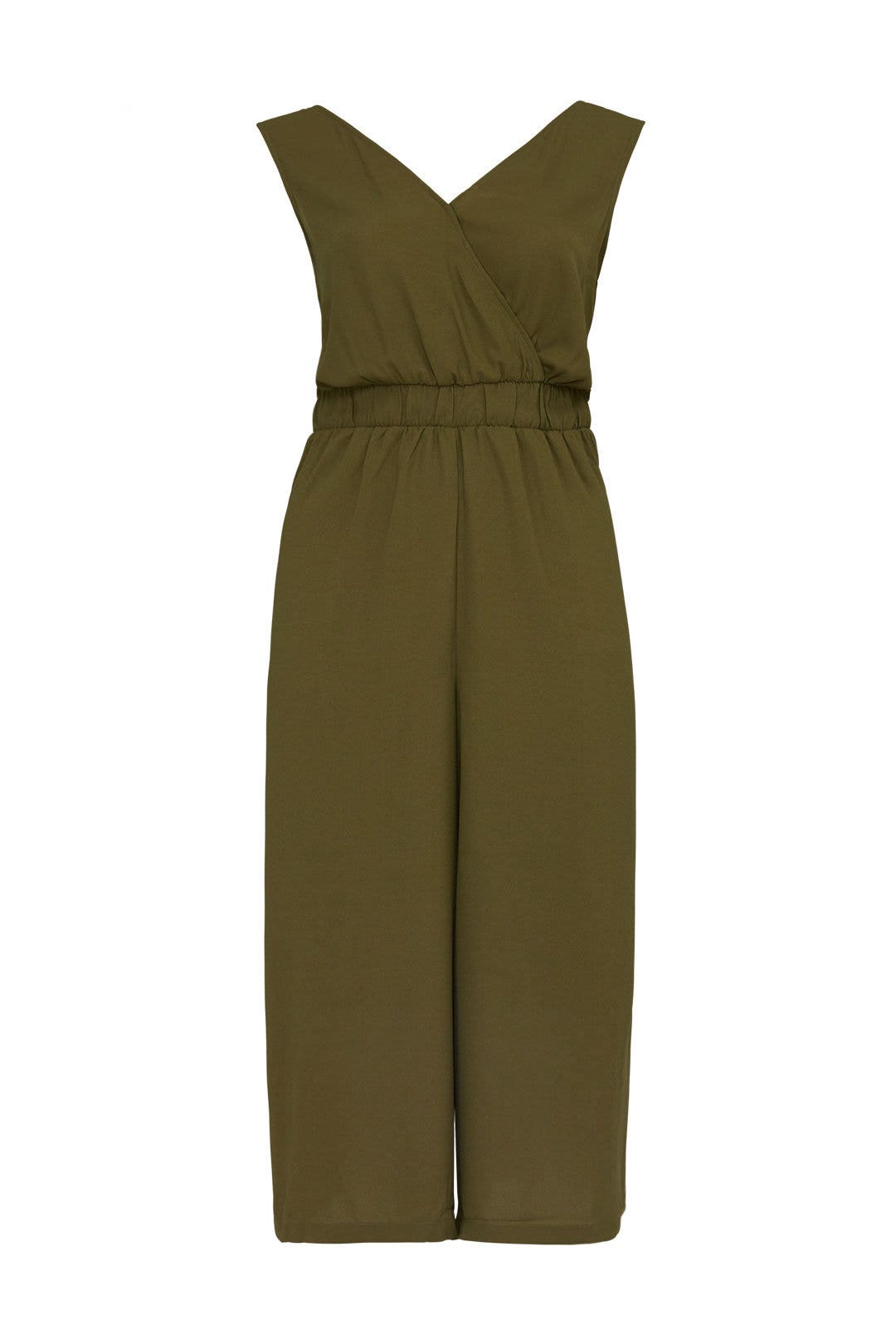 Green Cropped Jumpsuit by JUNAROSE