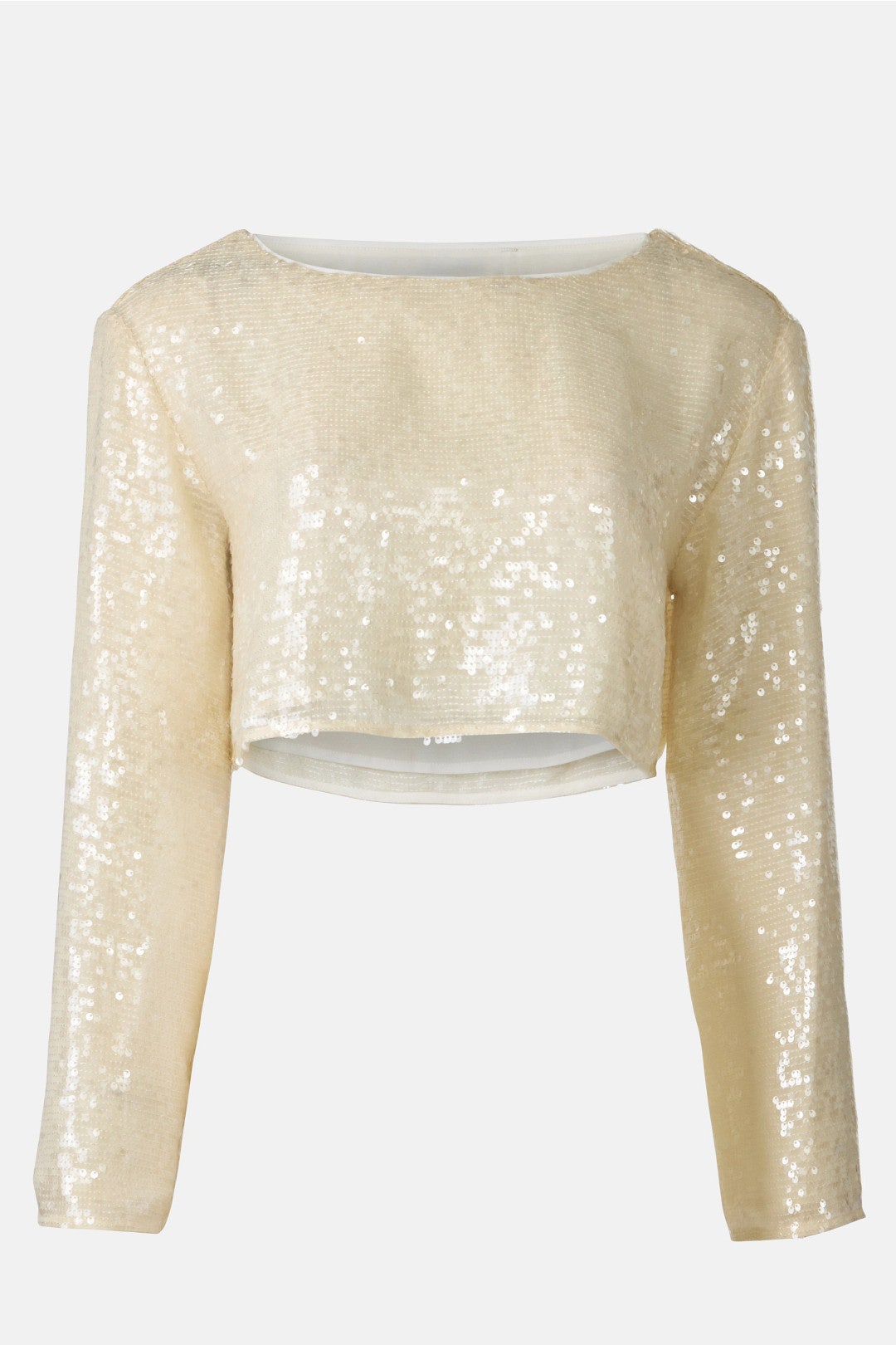 Sequin Cropped Boatneck Top by LAPOINTE 4