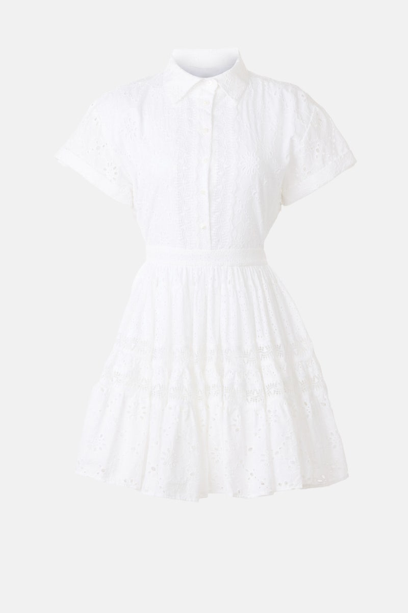 White Eyelet Mini Dress by Maje - Photo 4