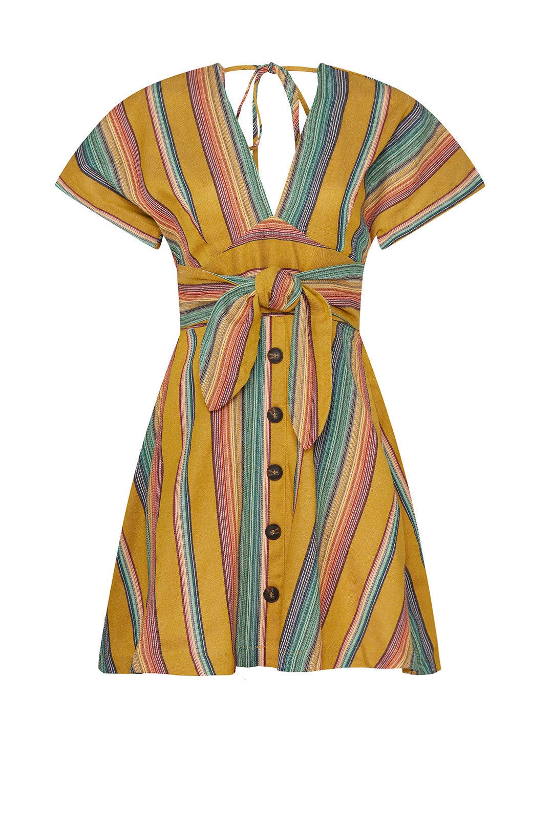 Rainbow Striped V-Neck Dress by Moon River