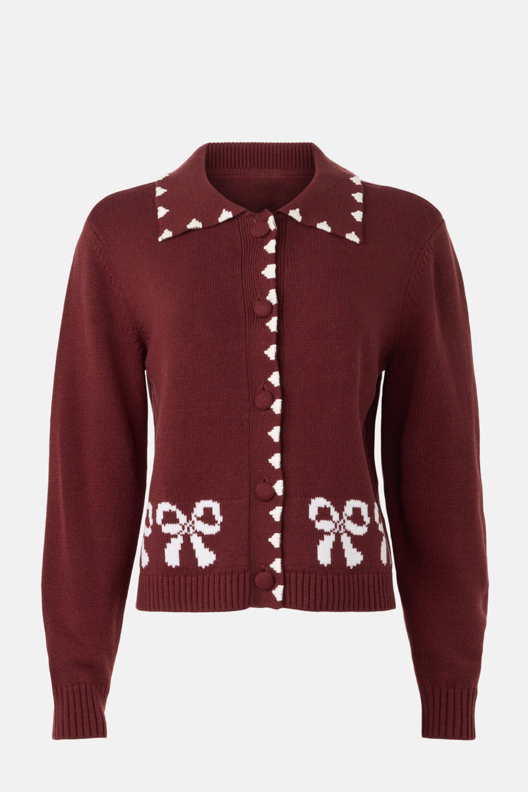 Ribbon Jacquard Collared Cardigan by CeCe 4