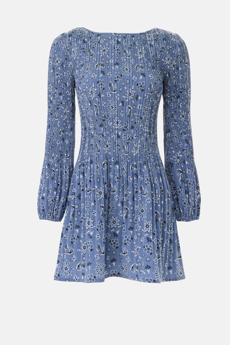 Blue Bandana Printed Mini Dress by Maje - Photo 4