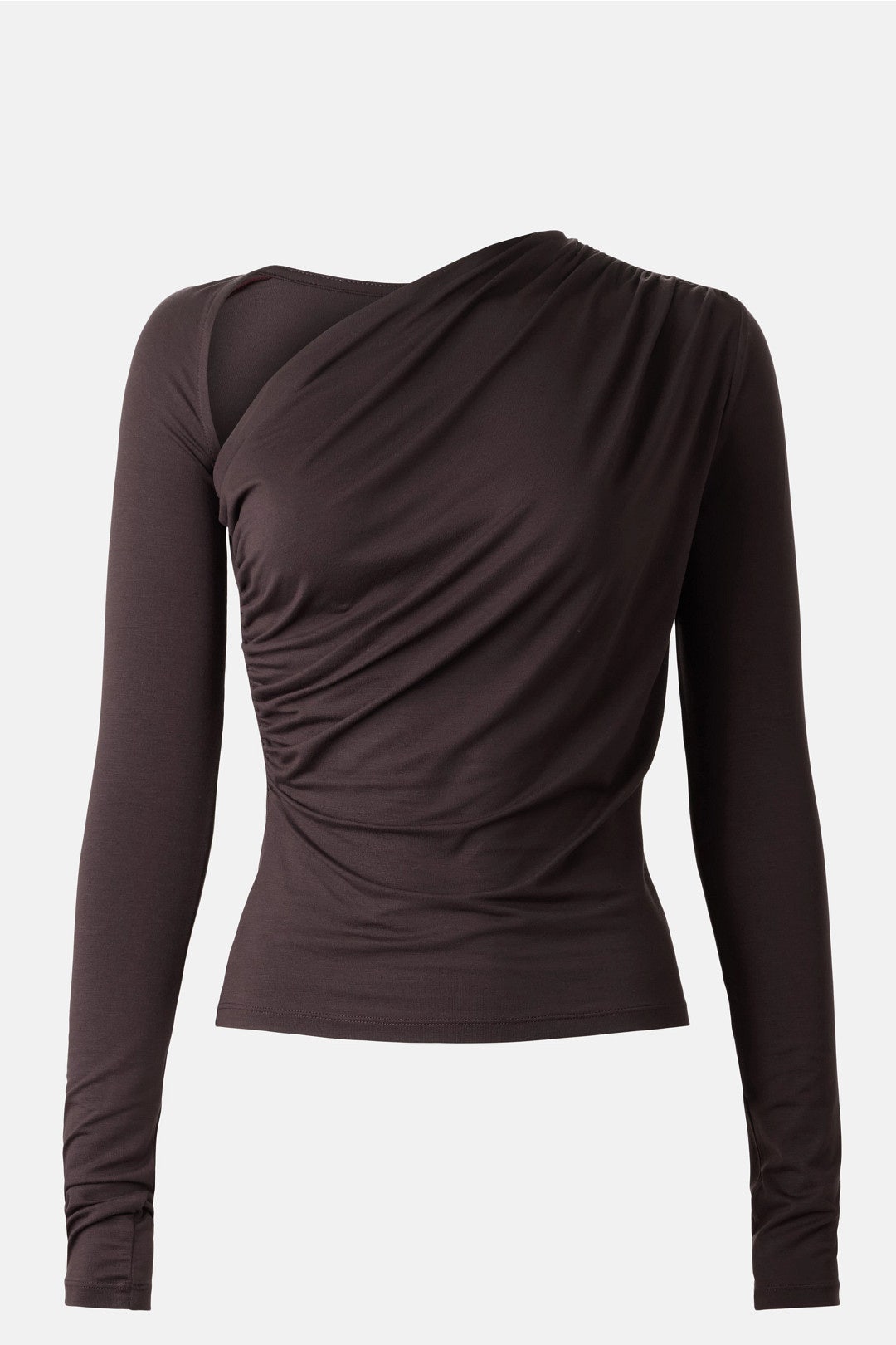 Modal Jersey Asymmetrical Ruched Top by LAPOINTE 4