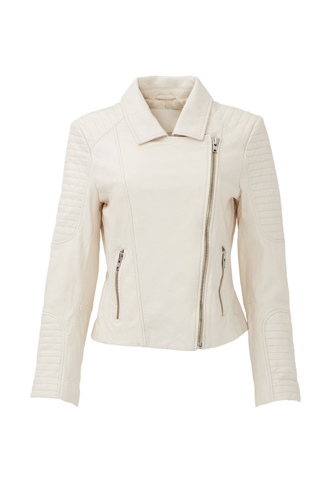 Cream Aviator Leather Jacket by BB Dakota for 89 Rent the Runway
