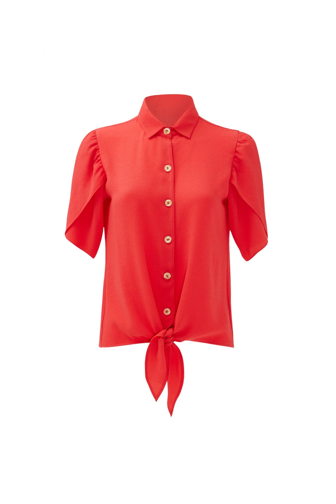 Coral Flutter Tie Button Down by Paper Crown