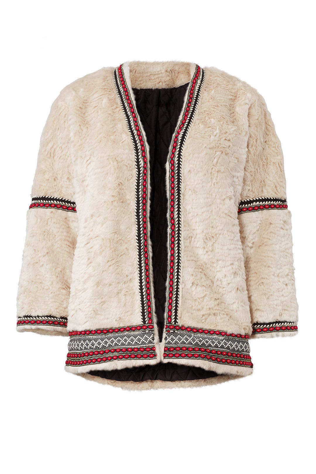 Cream Faux Fur Coat by The Kooples 3