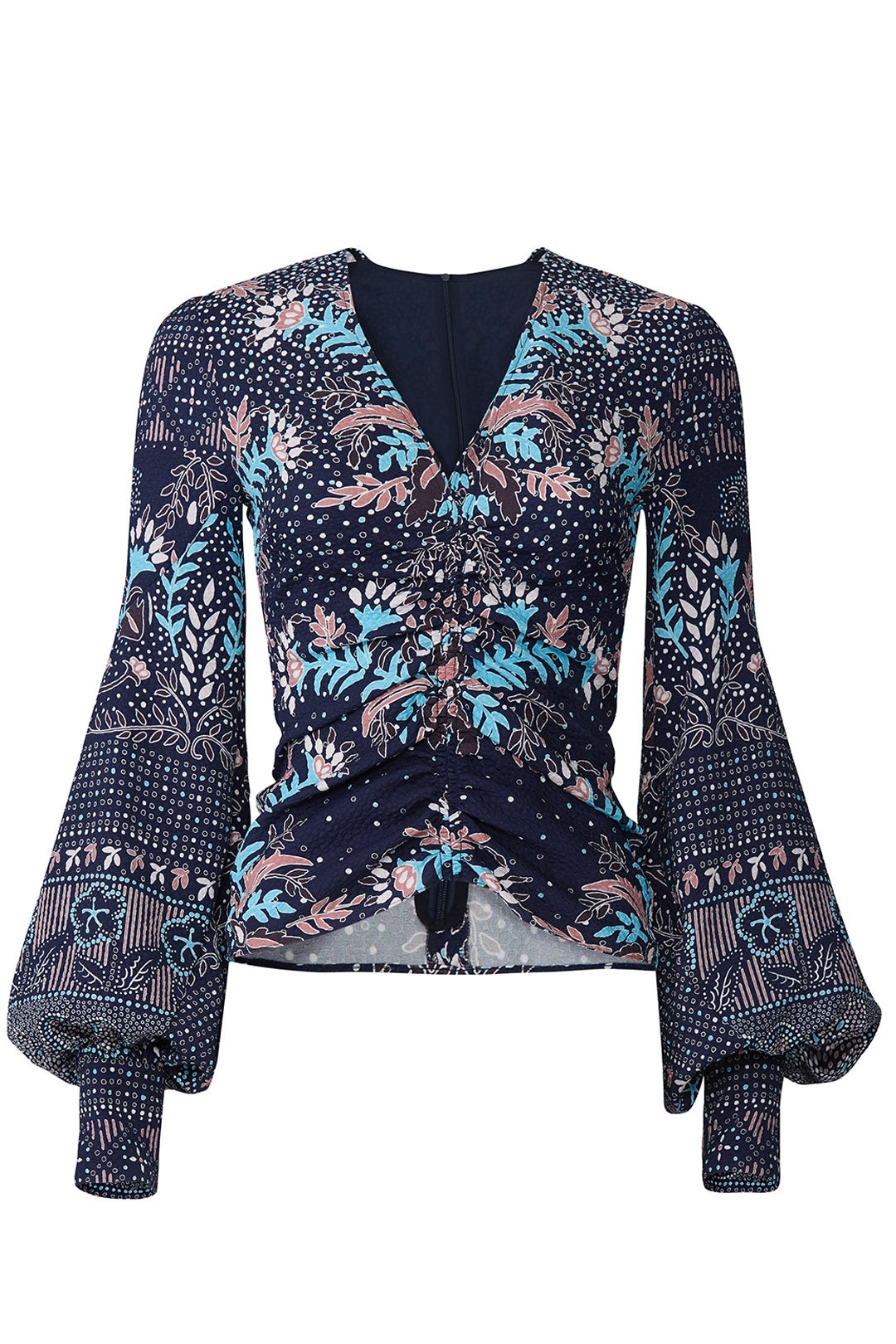 Printed Waffle Ruched Blouse by Peter Pilotto