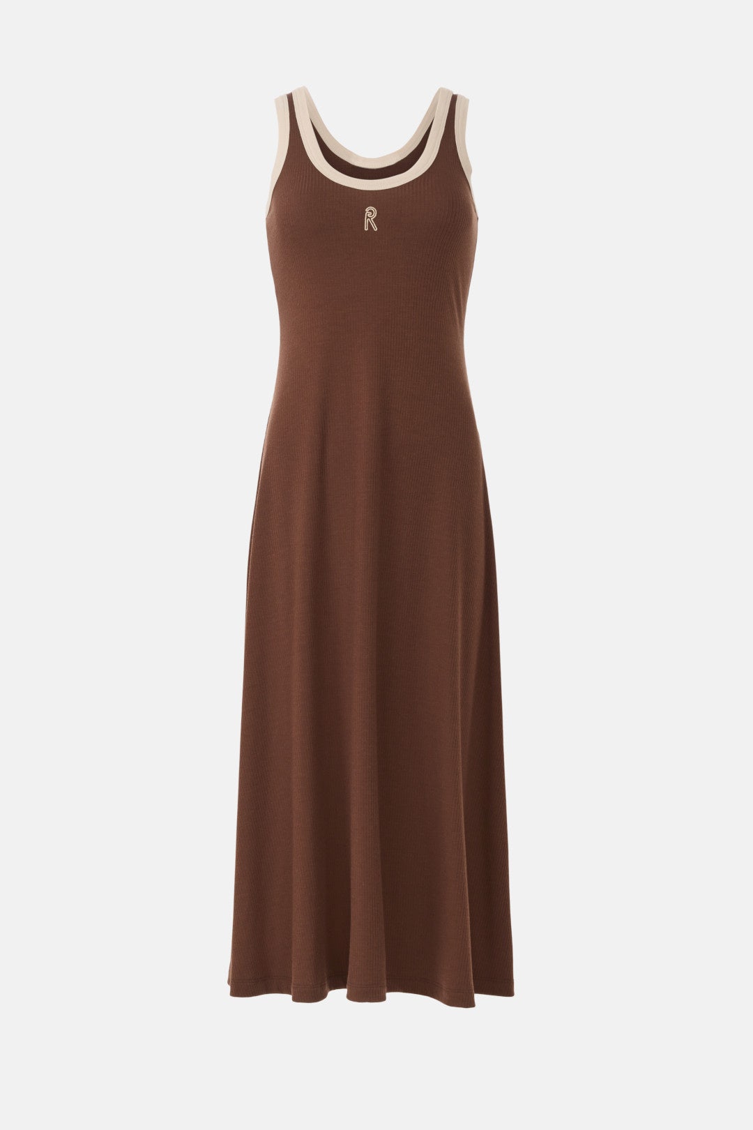 Brown Contrast Rib Tank Dress by Rosetta Getty 4