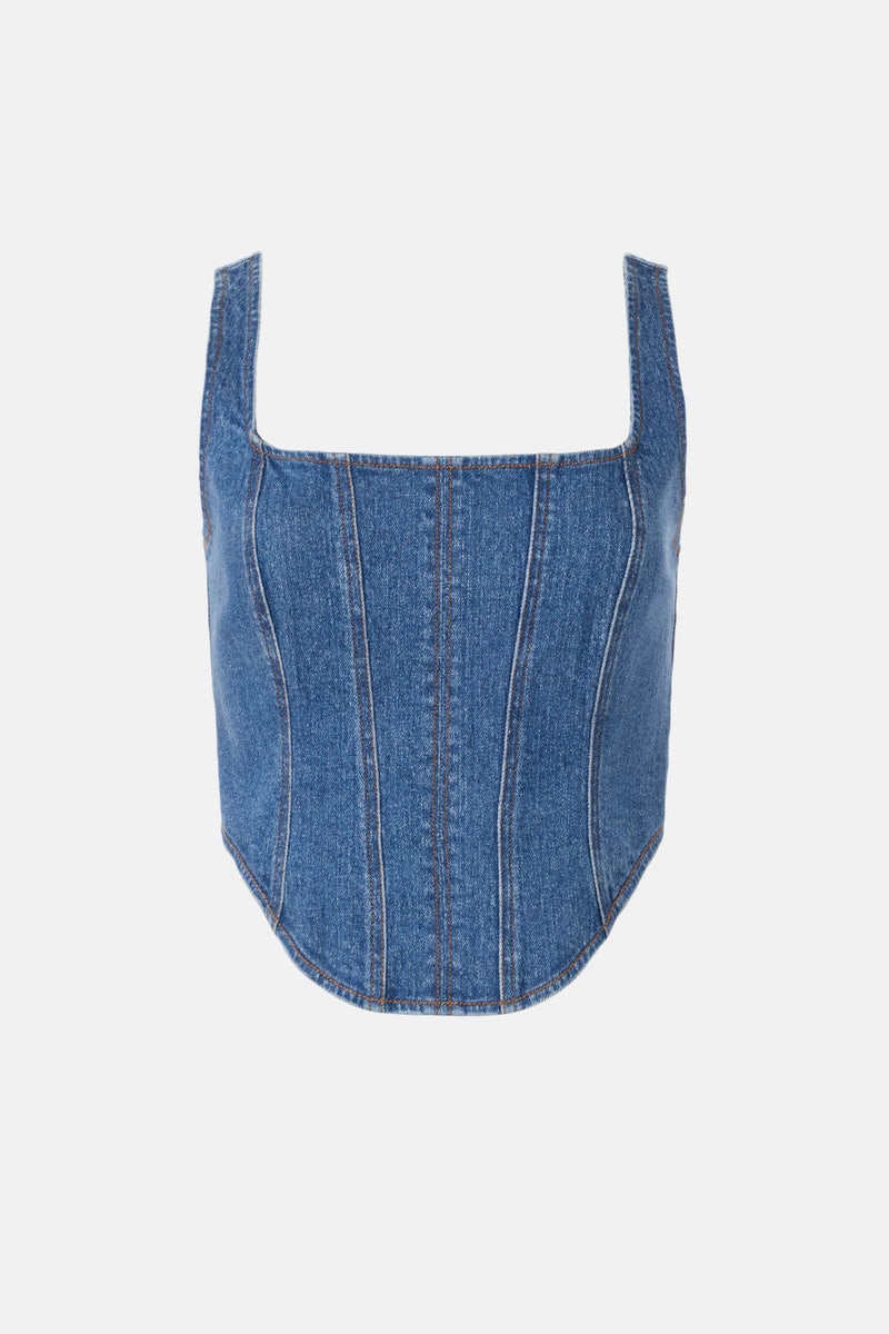 Denim Corset Top by Peter Som x RTR - Photo 4