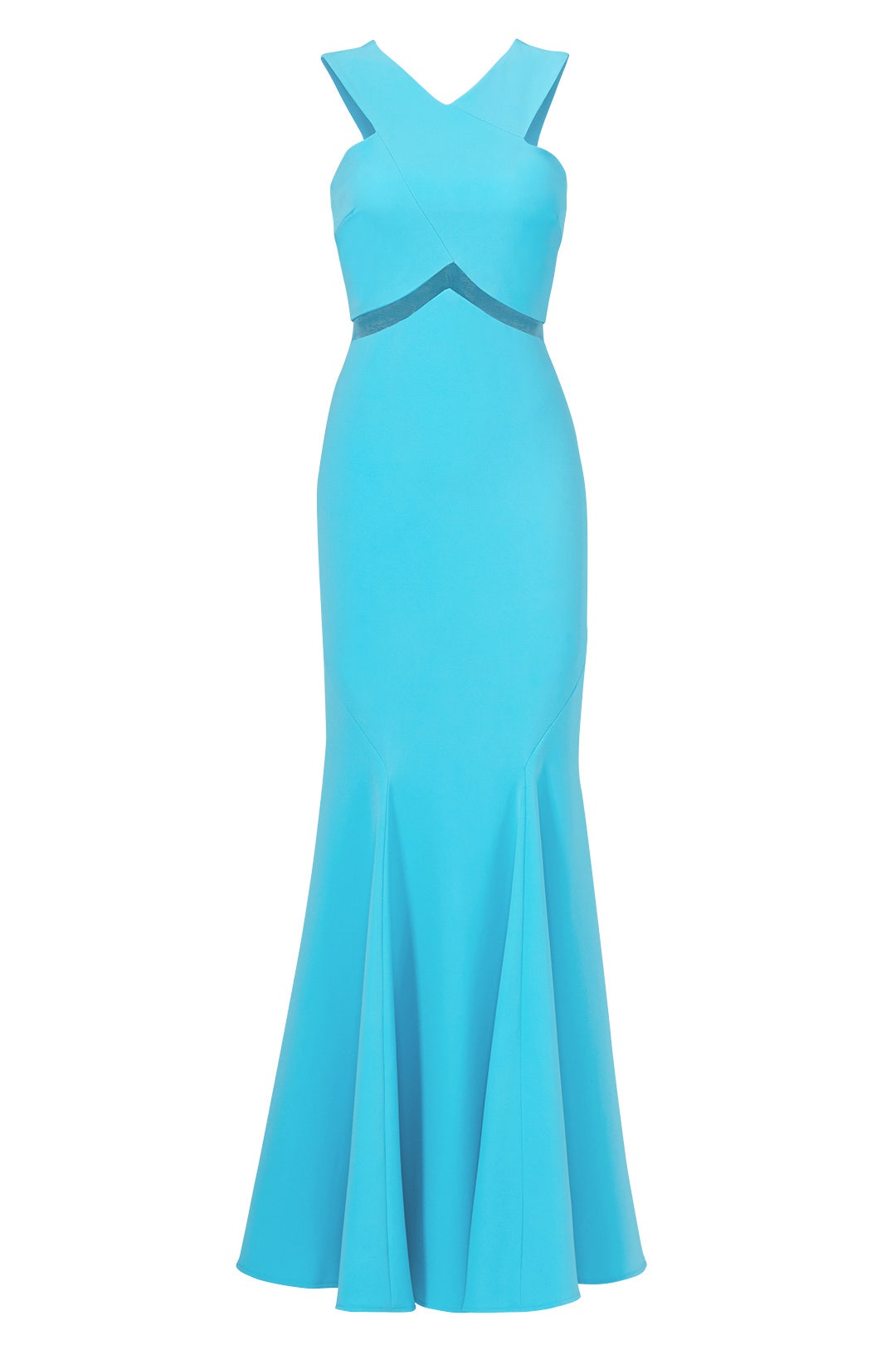 Turquoise Chevron Cutout Gown by Mignon 3