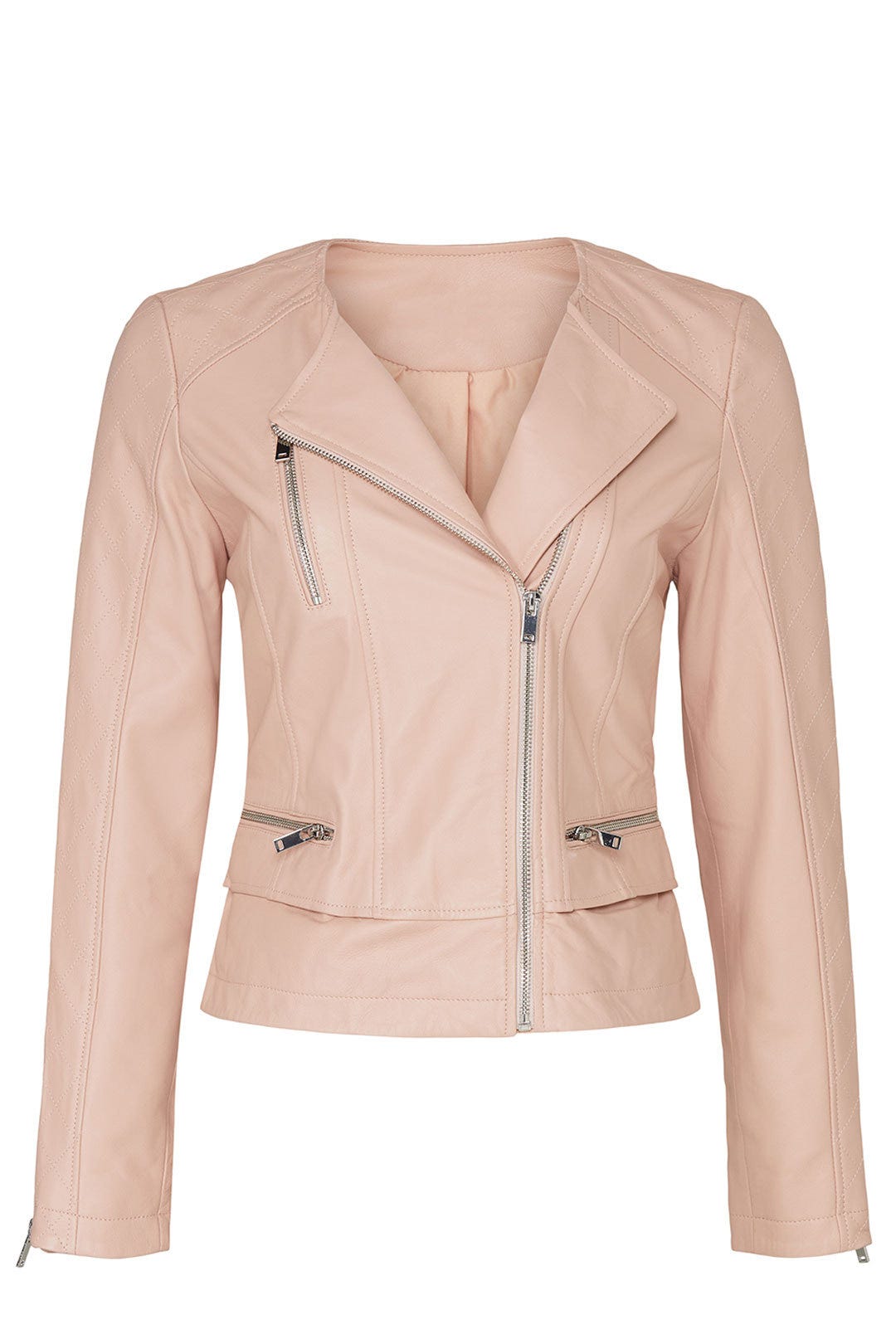 Quilted Collarless Moto Jacket by Slate & Willow 4