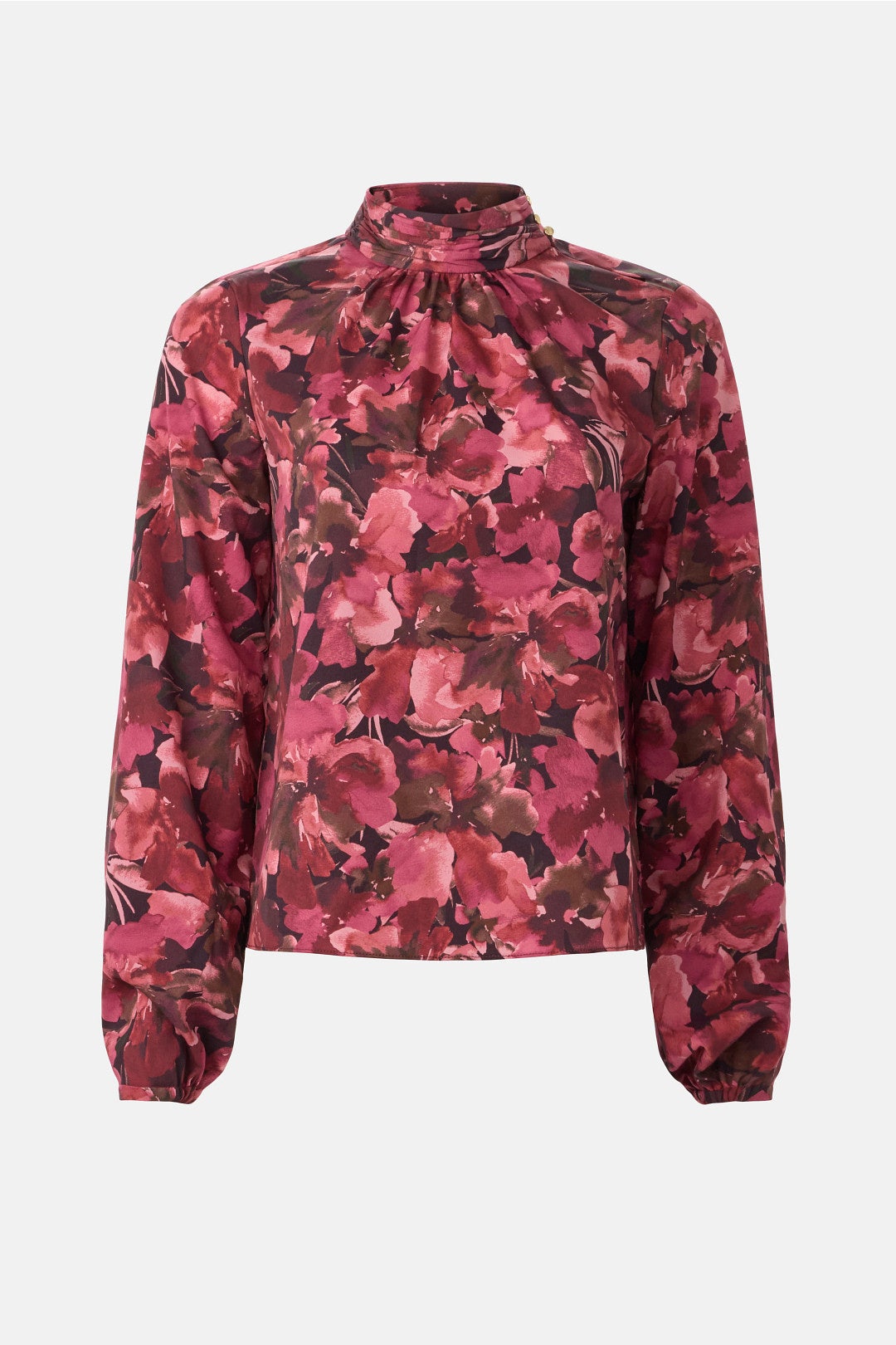 Mock Neck Puff Sleeve Blouse