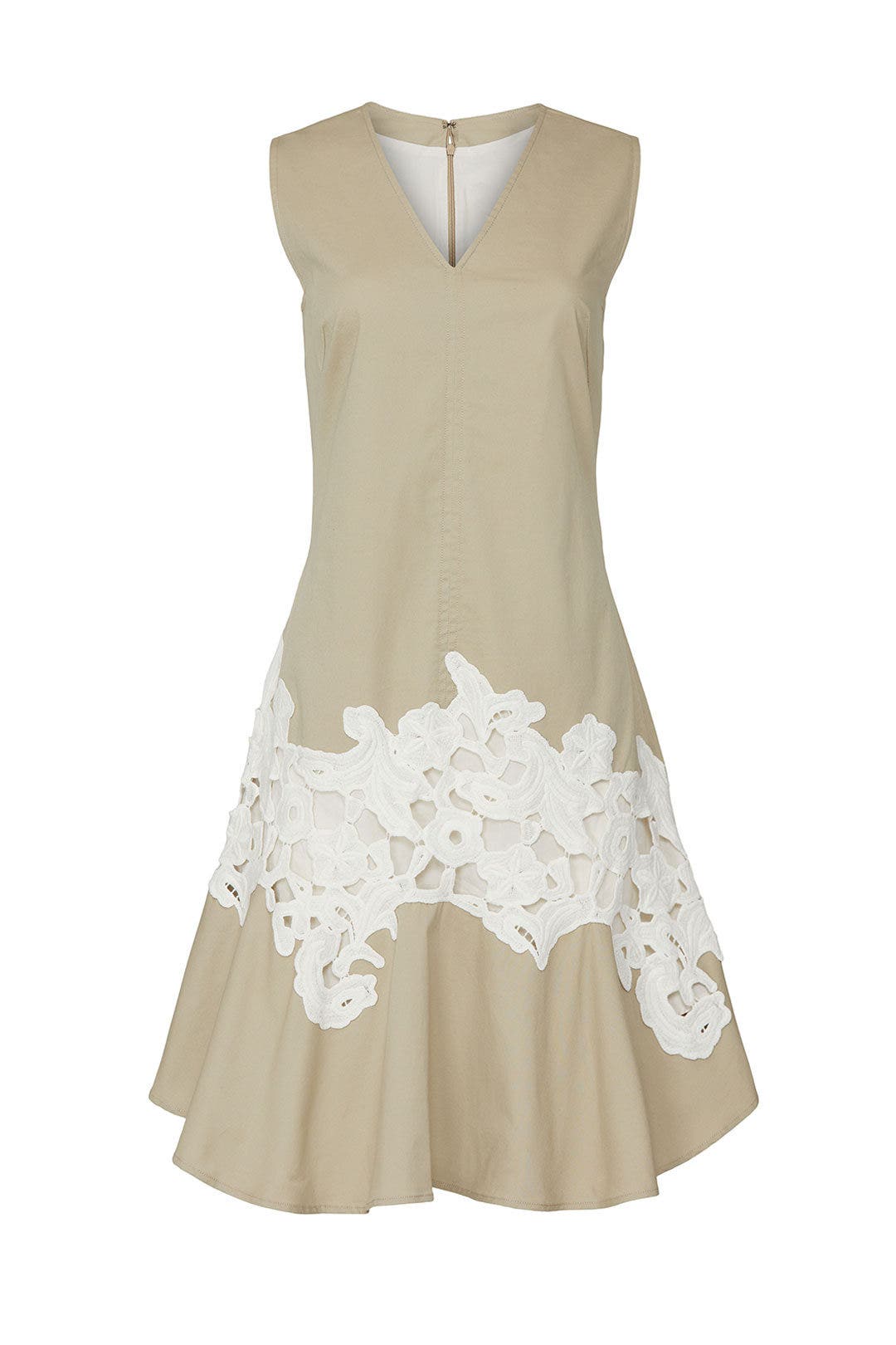 Khaki Lace V-Neck Dress by Derek Lam 10 Crosby x RTR 4
