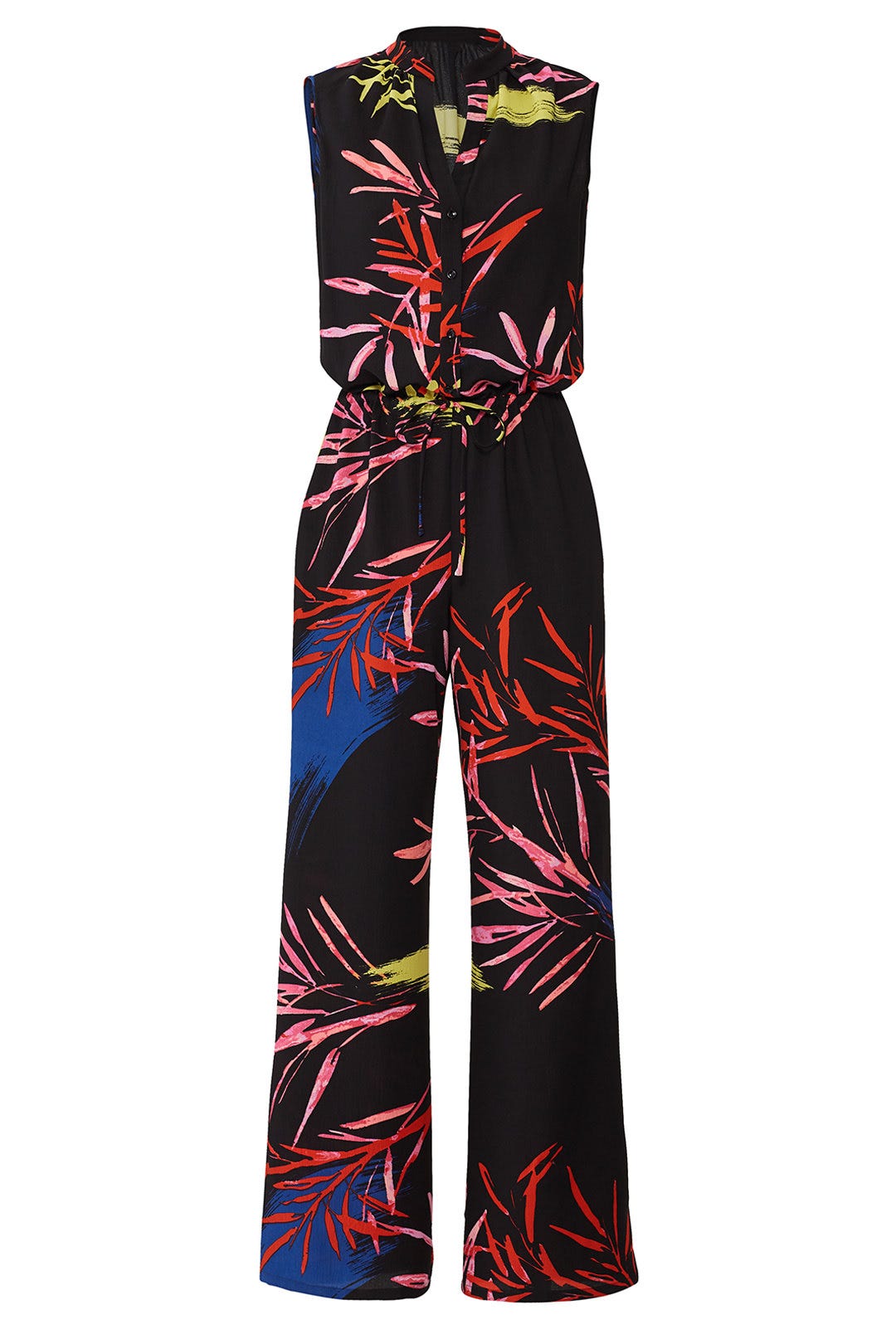 Black Leaf Print Jumpsuit by N Natori