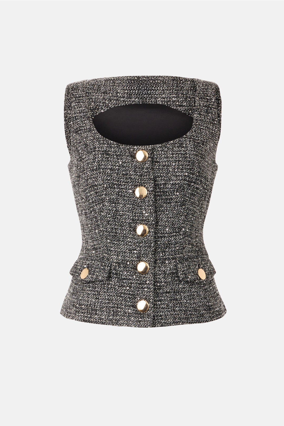 Button Front Scoop Neck Top by Toccin 4