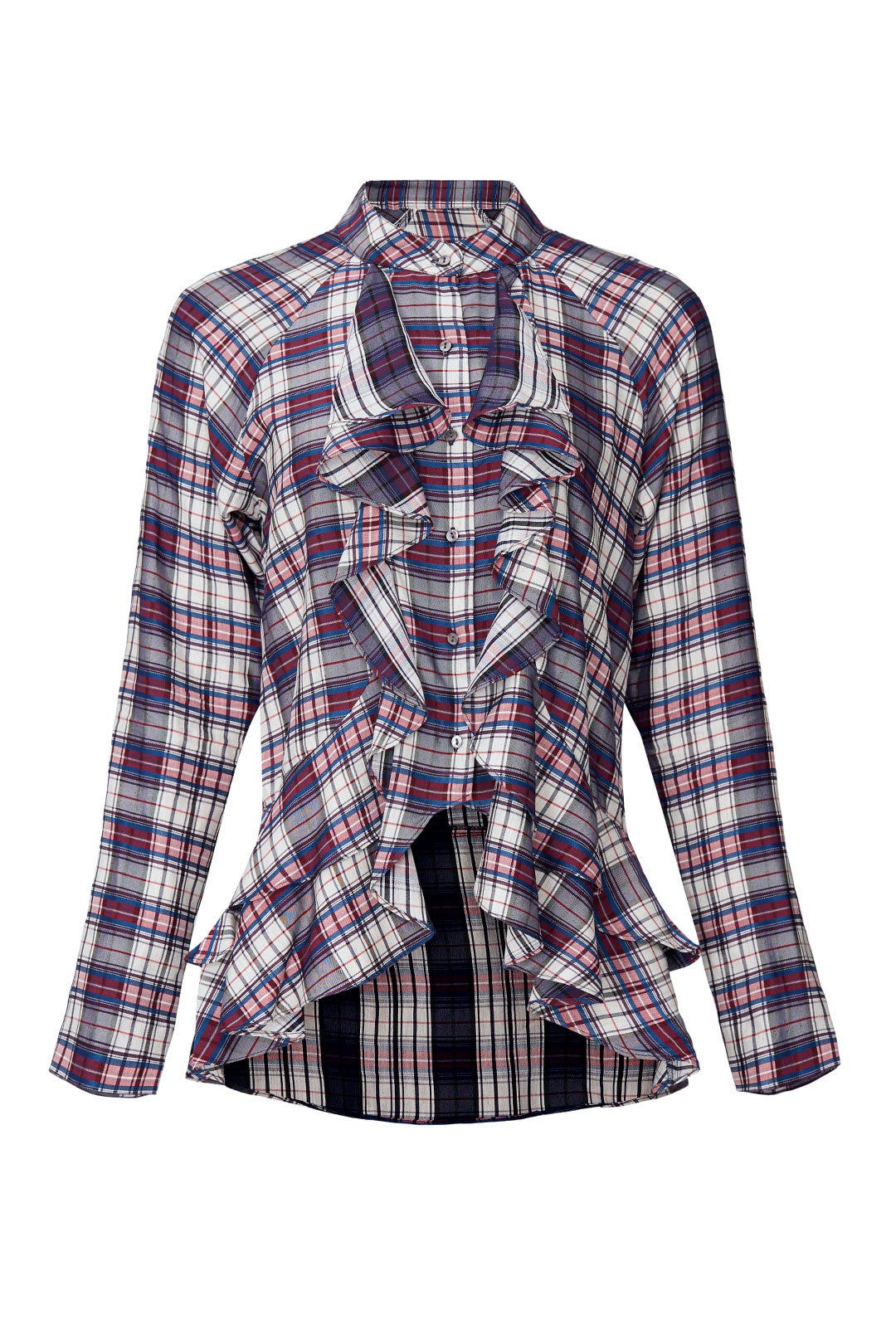 Plaid Downtown Ruffle Blouse by Nicole Miller 4
