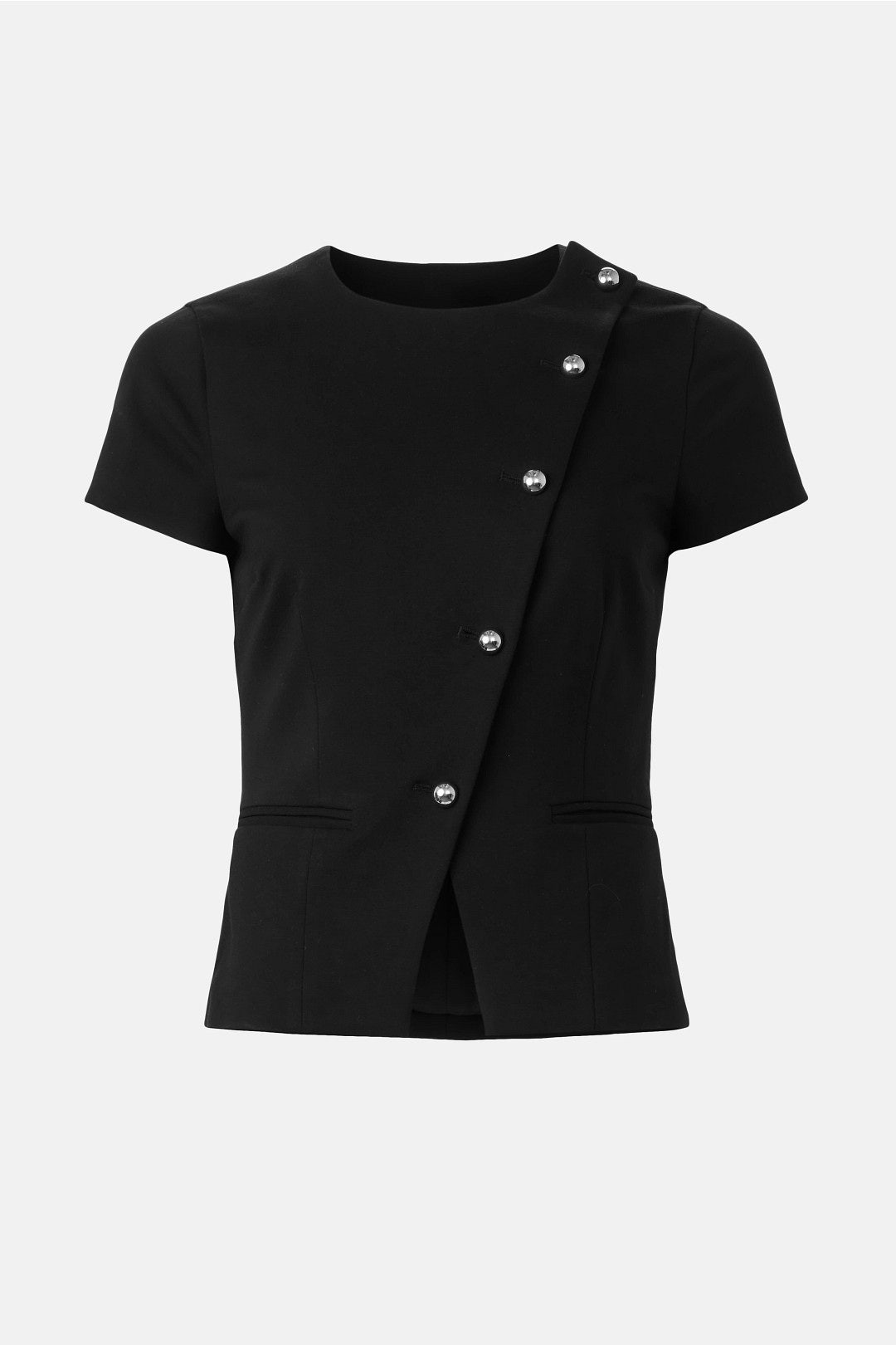 Asymmetric Button Front Top by Toccin