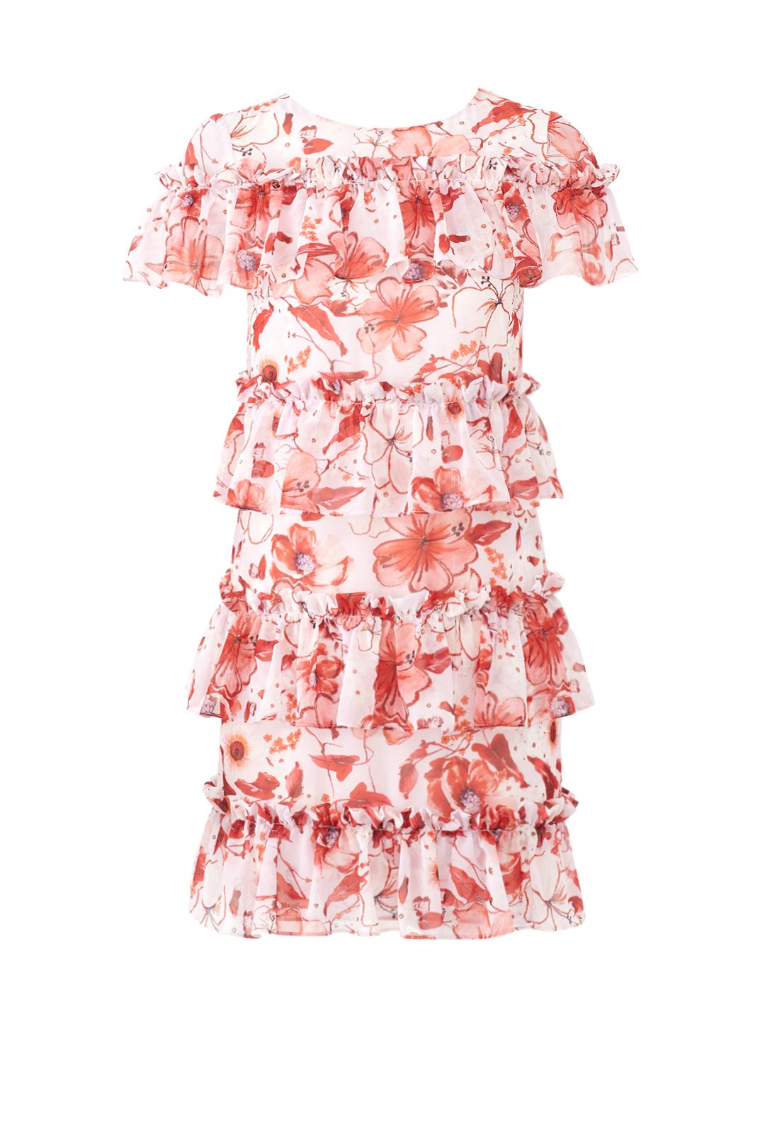 Tiered Ruffle Floral Dress by Badgley Mischka