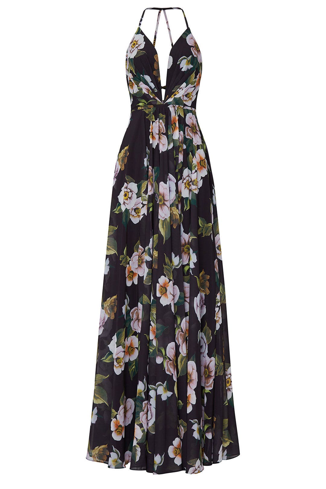 Black Floral V-Neck Maxi by FAVIANA 4