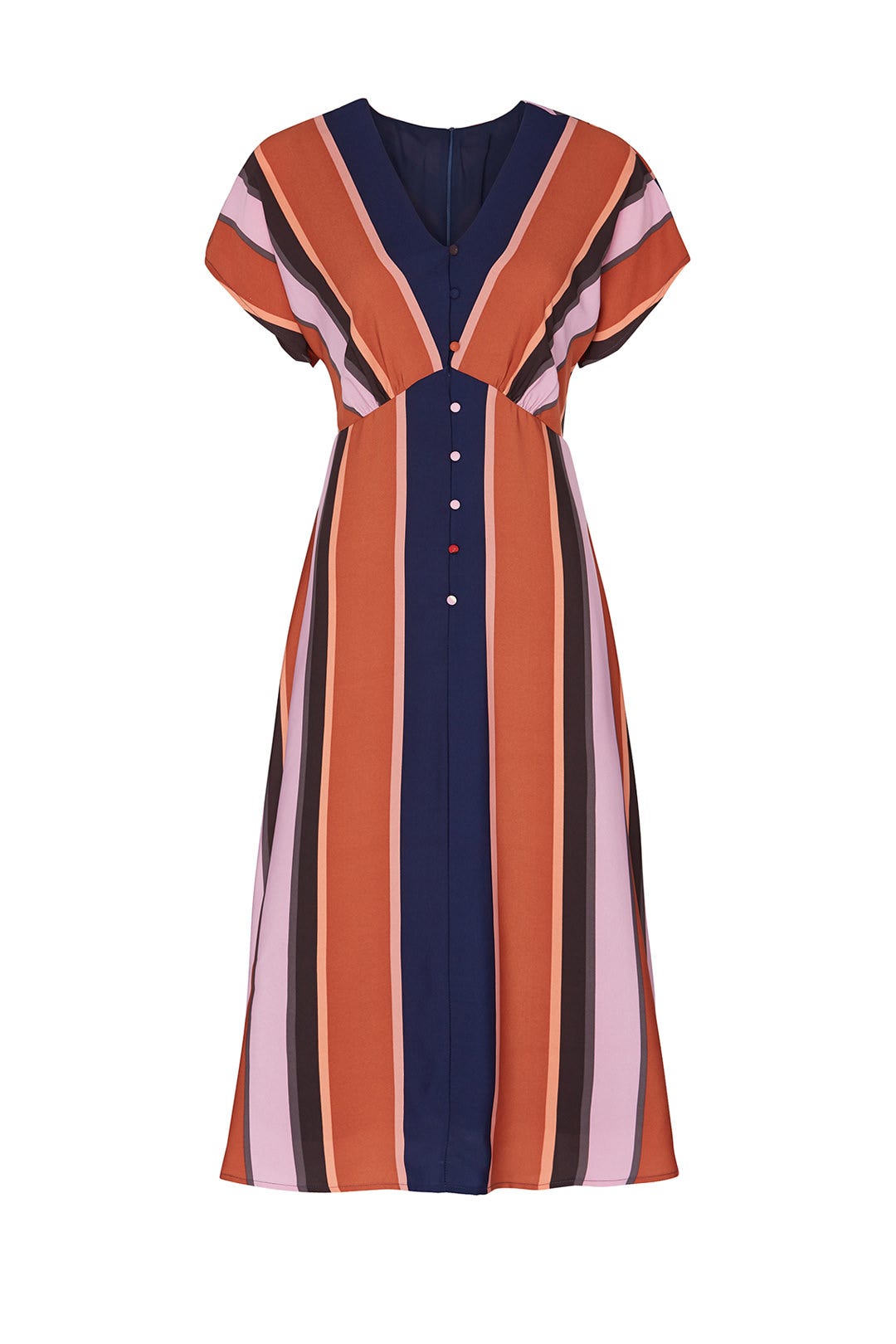 Multi Stripe Button Front Dress by Louna