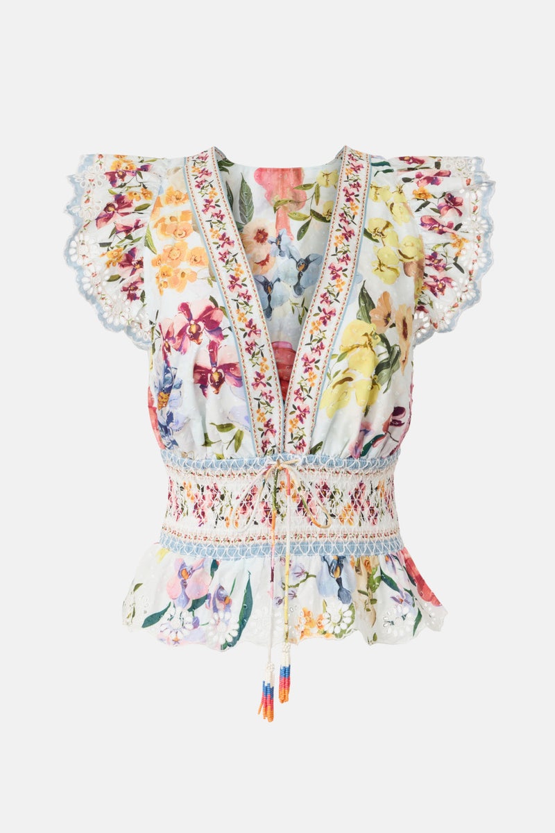 Greek Garden Off-white Blouse by FARM Rio - Photo 4